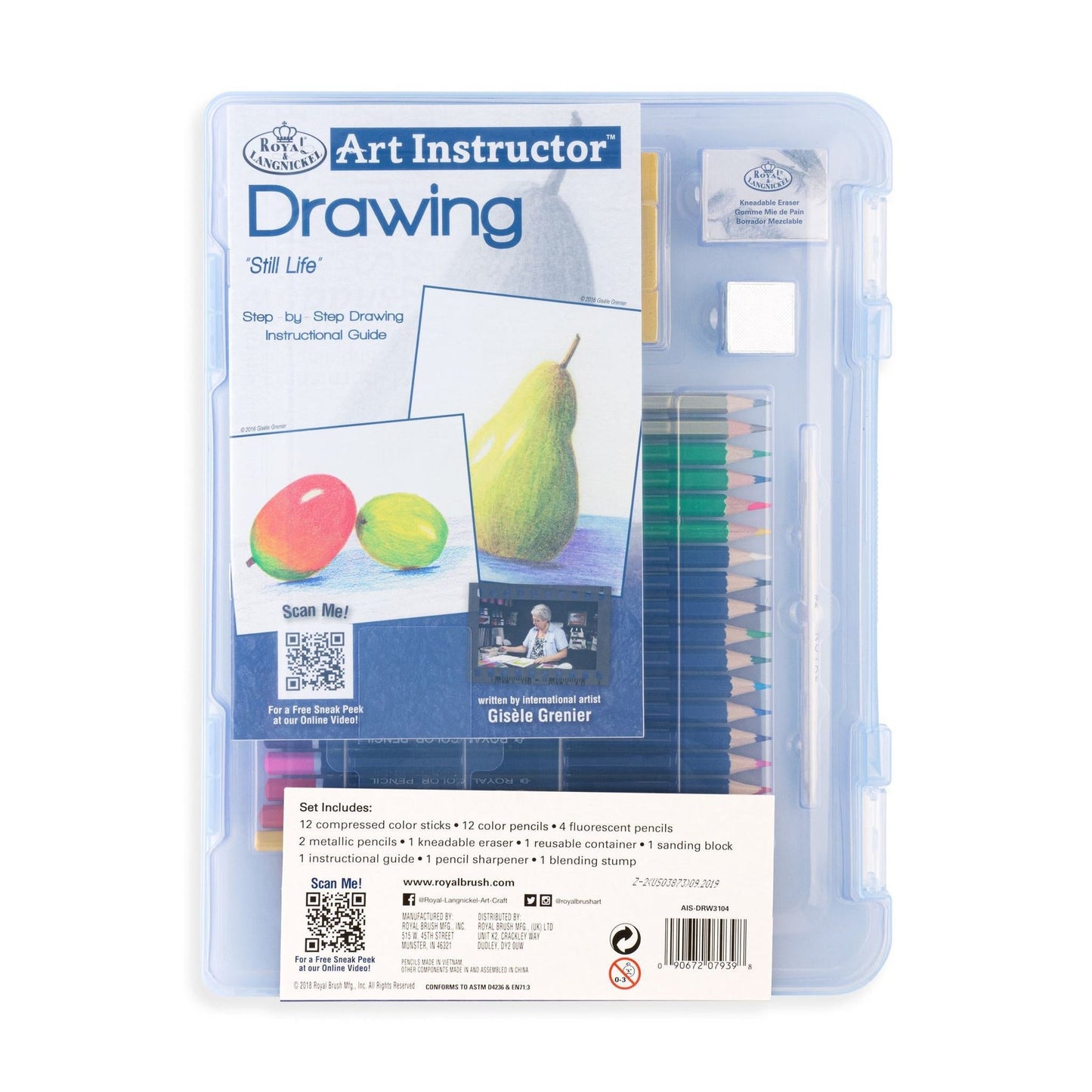 AIS-DRW3104 - Drawing Clearview Art Set - 36pc packaging back