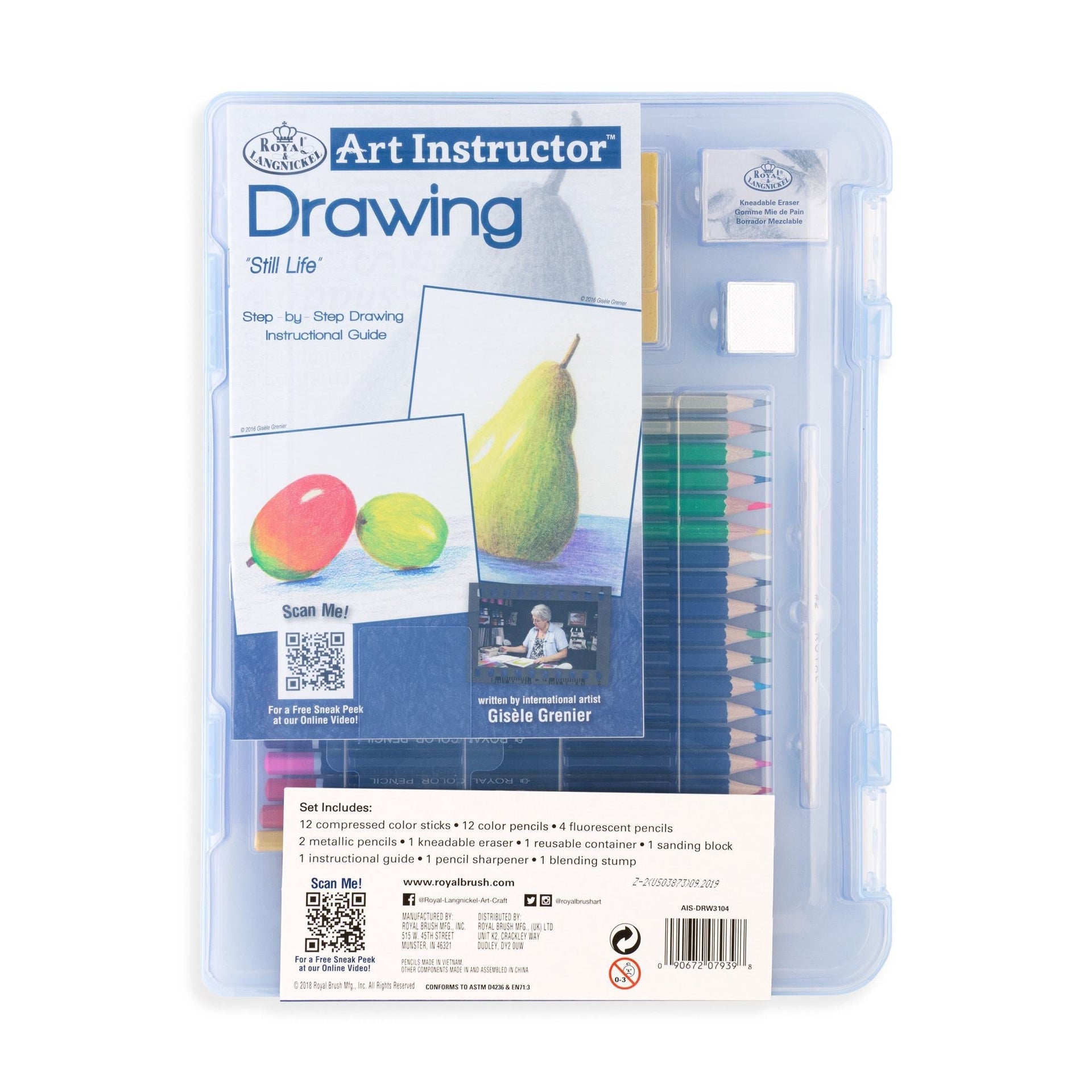 AIS-DRW3104 - Drawing Clearview Art Set - 36pc packaging back