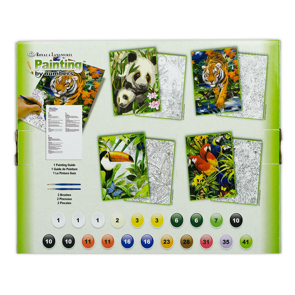AVS-PBN209 | Painting by numbers™ 30pc 8" x 10" Jungle 4 Project Box Set