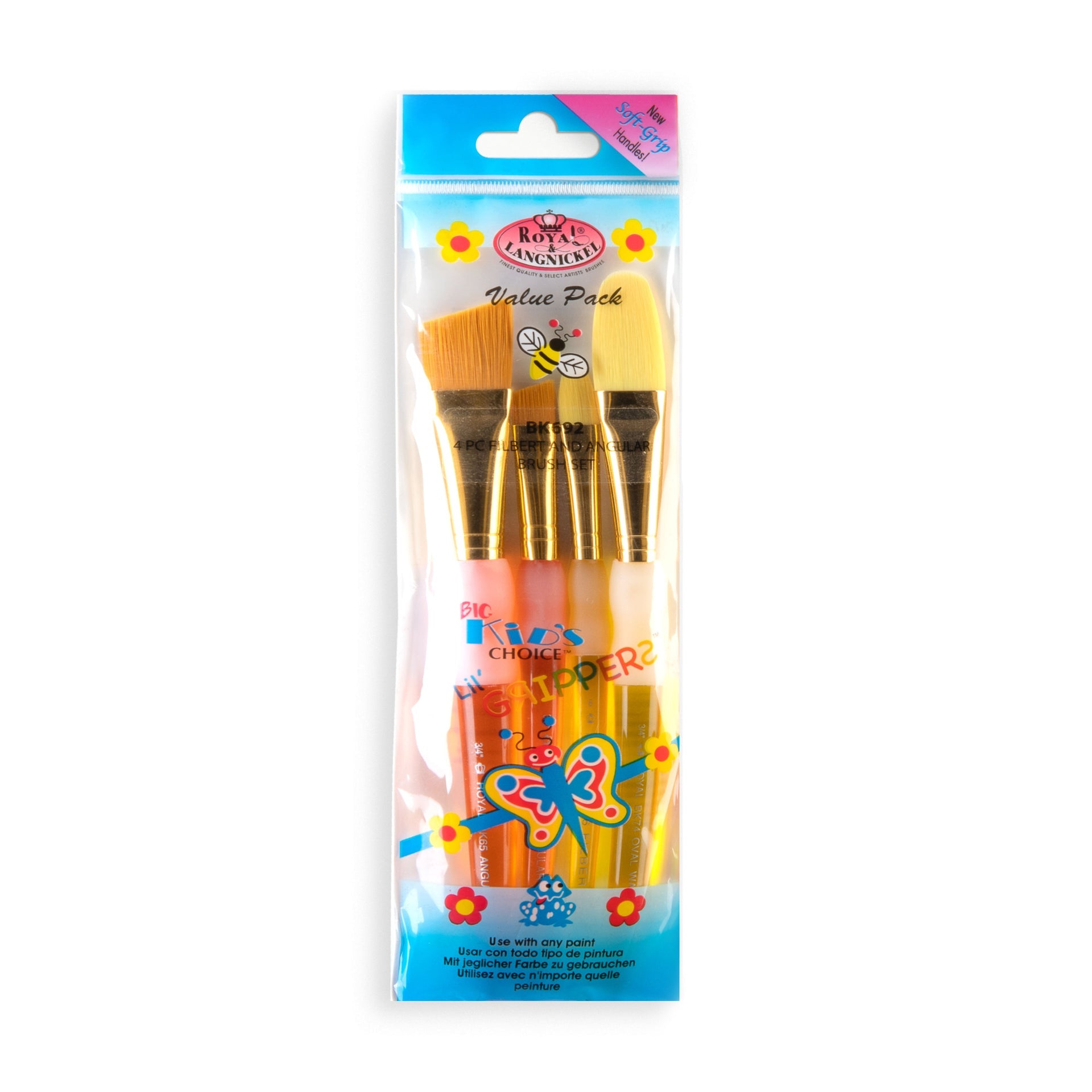 BK692 | Big Kid's Choice 4pc Lil' Grippers™ Filbert/Angular Brush