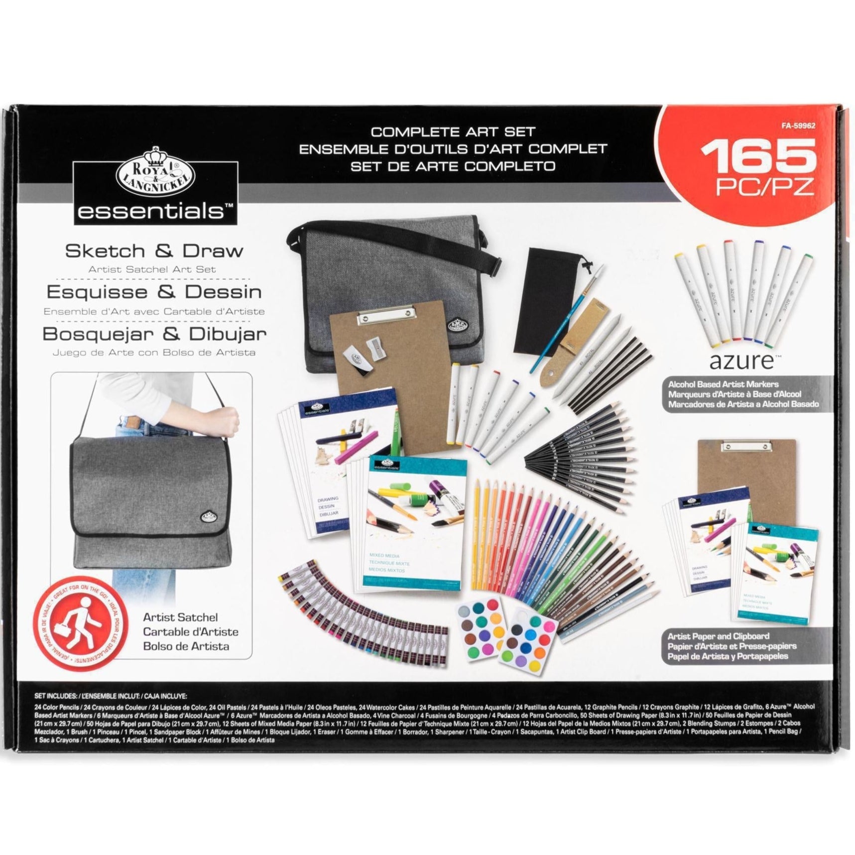 FA-59962 | Sketch & Draw Artist Satchel Art Set 165pc – Royal