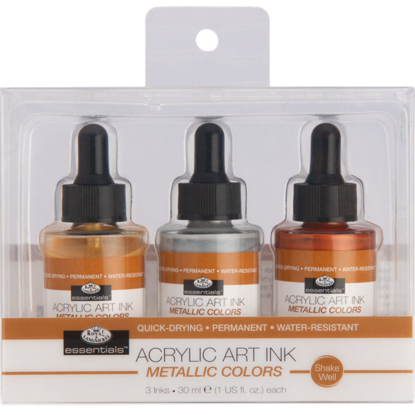 INK-SET3 | Essentials™ 3pc Metallic Colors Acrylic Art Ink Bottles
