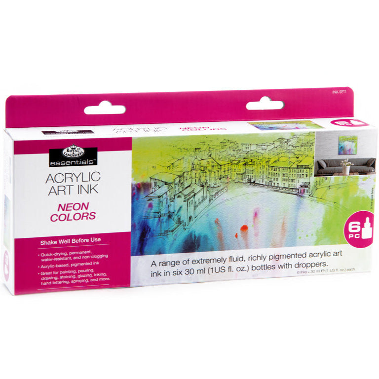 INK-SET1 | Essentials™ 6pc Neon Colors Acrylic Art Ink Bottles