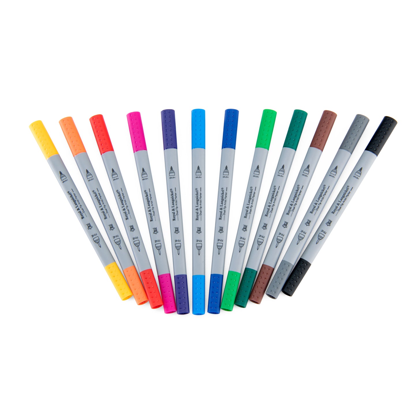 MARK-2201 | 12pc Fineliner and Brush Dual-Tip Artist Markers