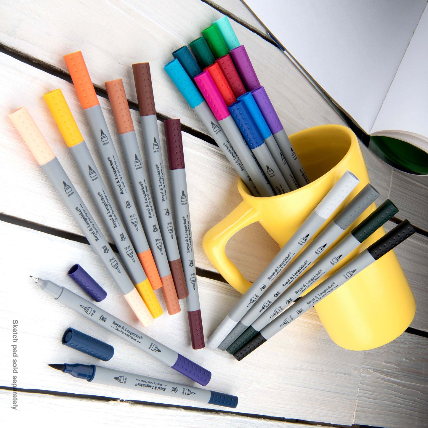 MARK-2202 | 24pc Fineliner and Brush Dual-Tip Artist Markers