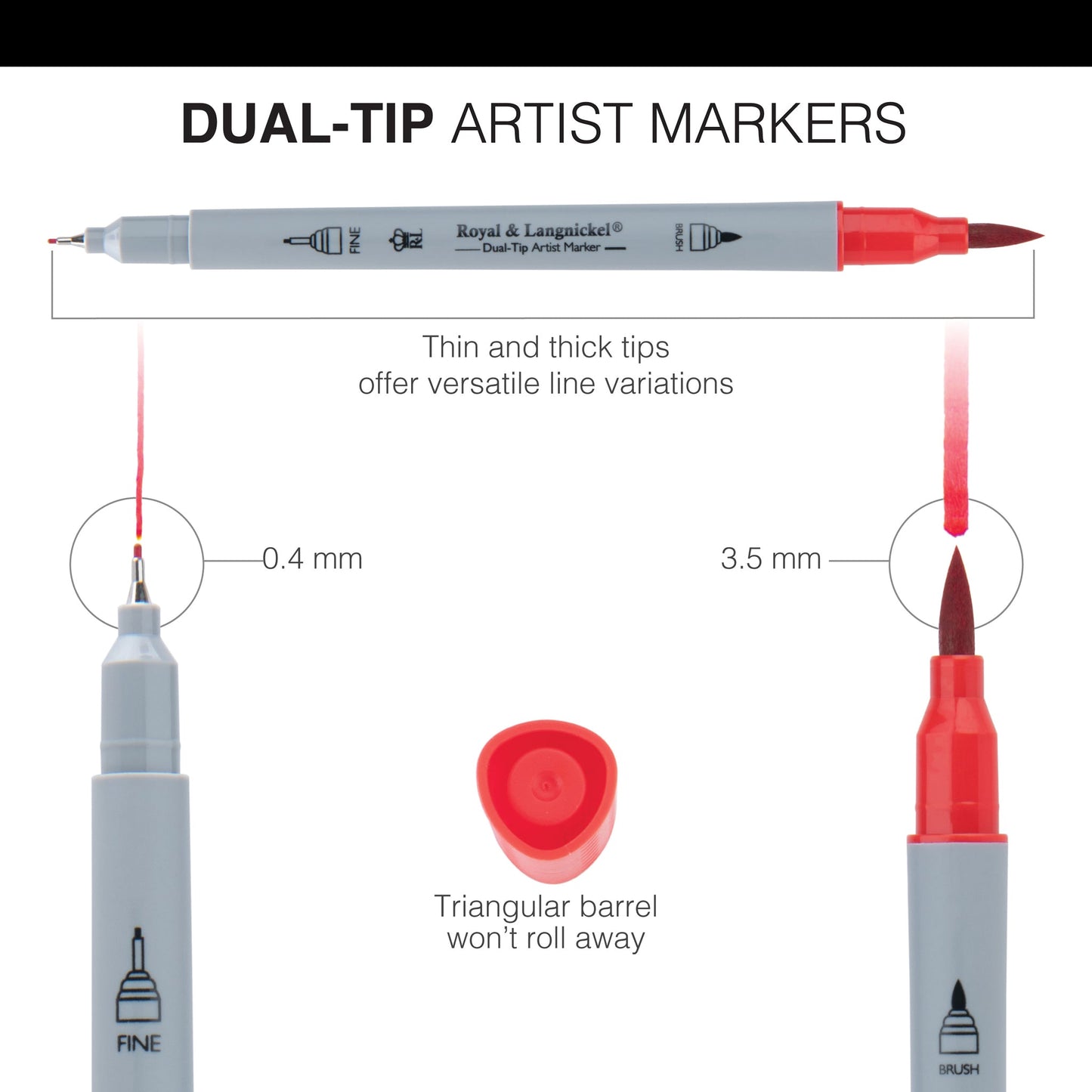 MARK-2202 | 24pc Fineliner and Brush Dual-Tip Artist Markers
