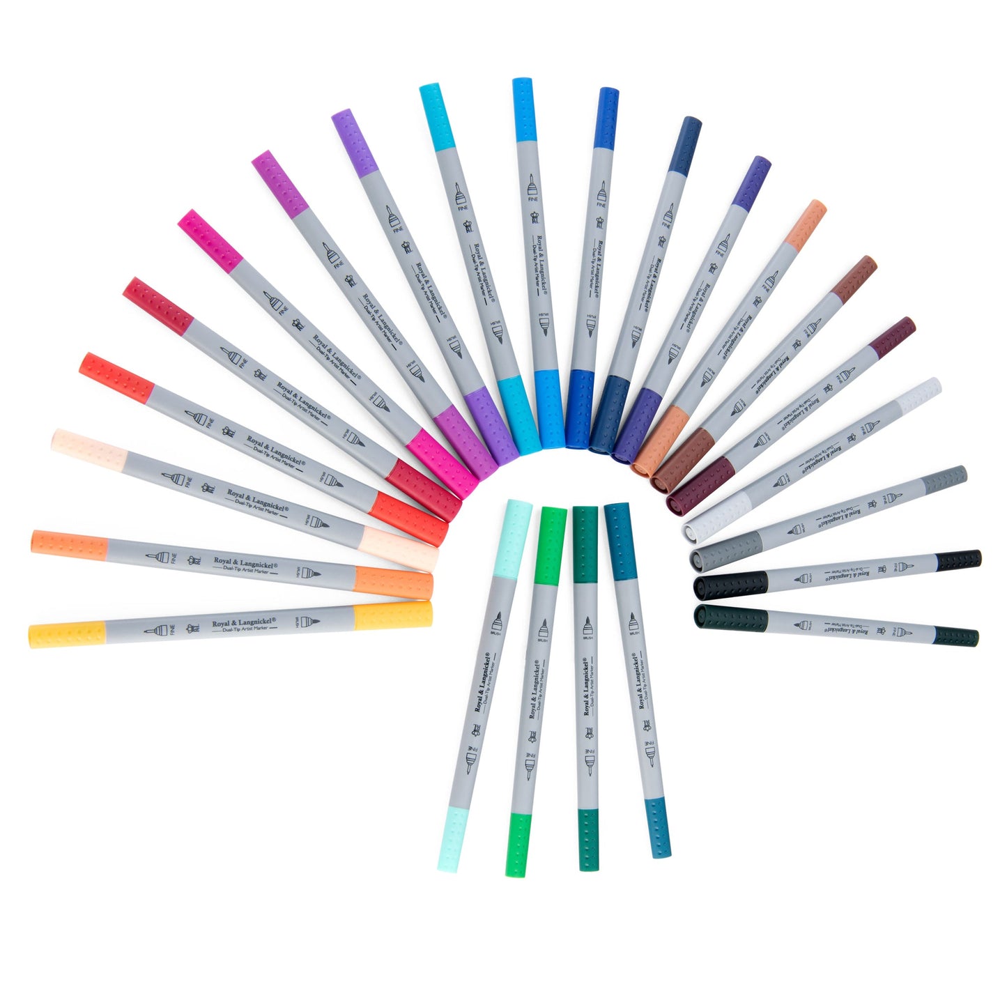 MARK-2202 | 24pc Fineliner and Brush Dual-Tip Artist Markers