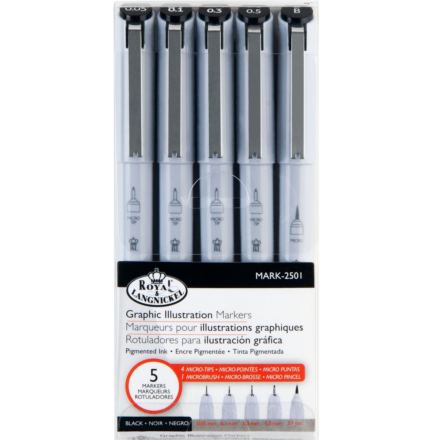 MARK-2501 - 5pc Graphic Illustration Markers packaging front
