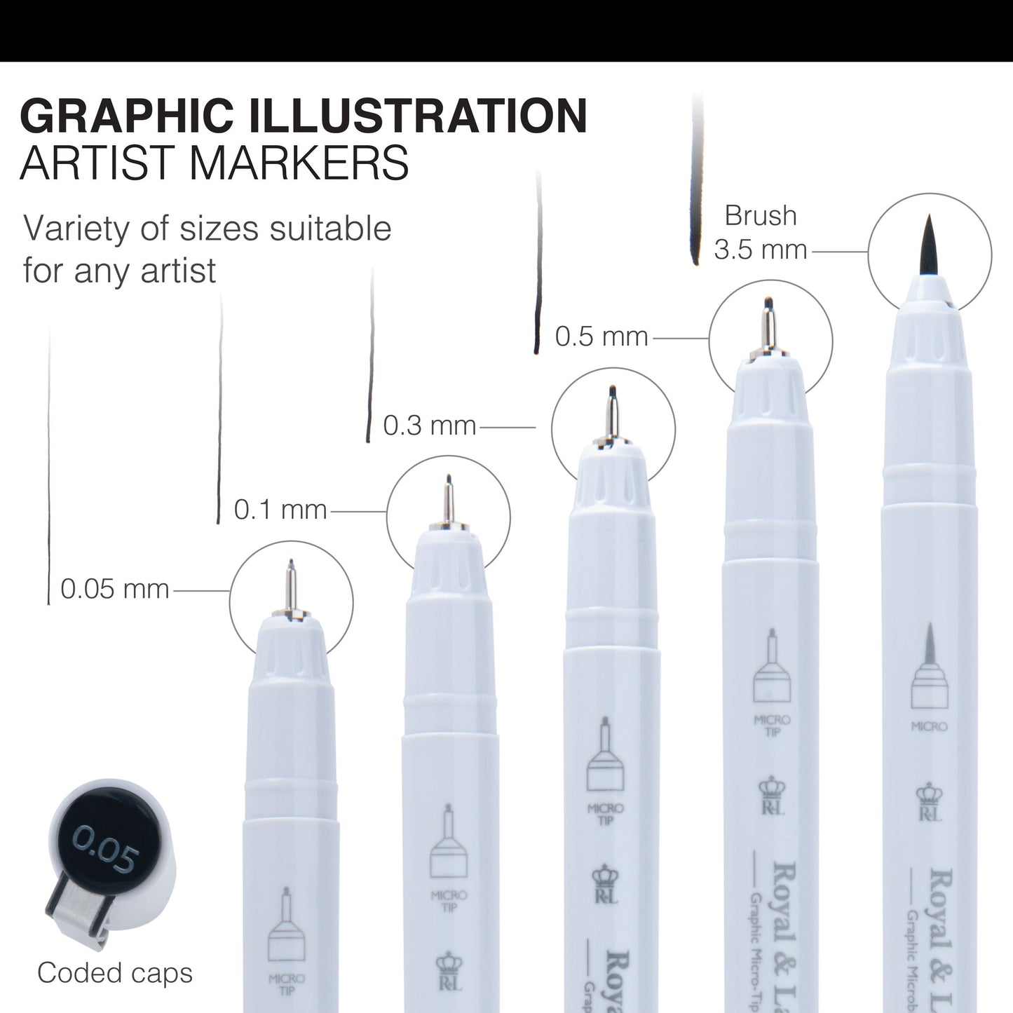 MARK-2501 | 5pc Graphic Illustration Markers