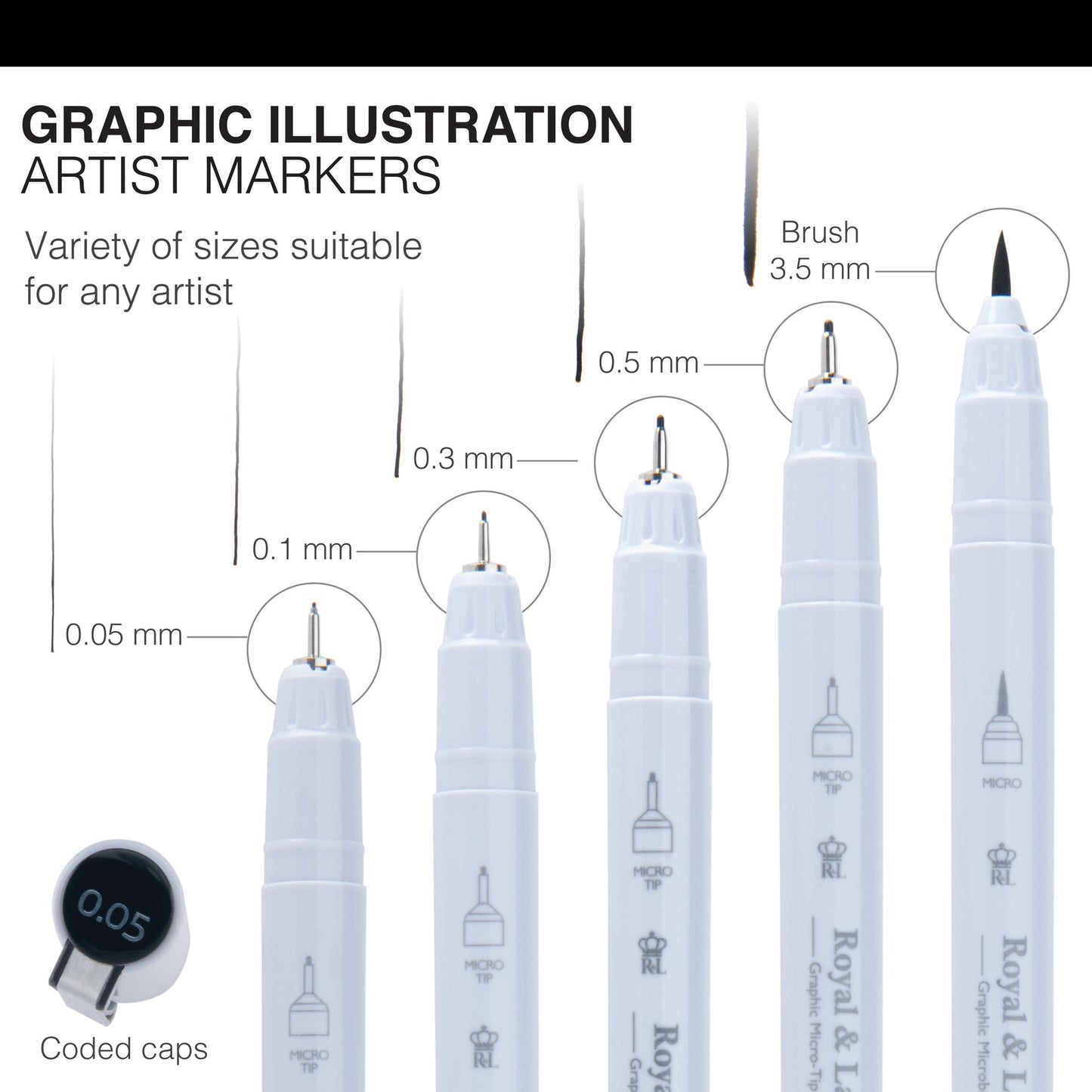 MARK-2501 | 5pc Graphic Illustration Markers
