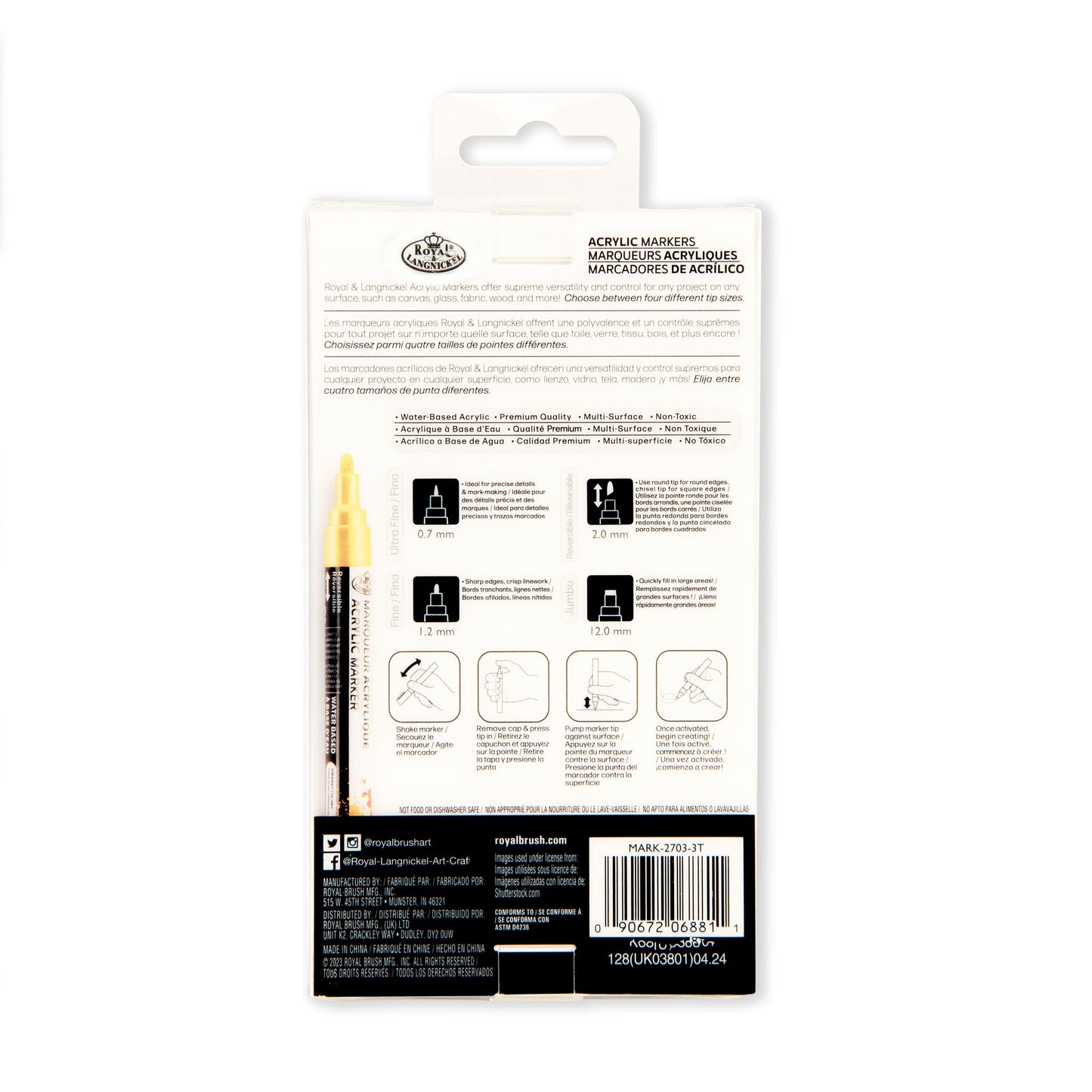 MARK-2703 | 4PC Gold Acrylic Paint Markers