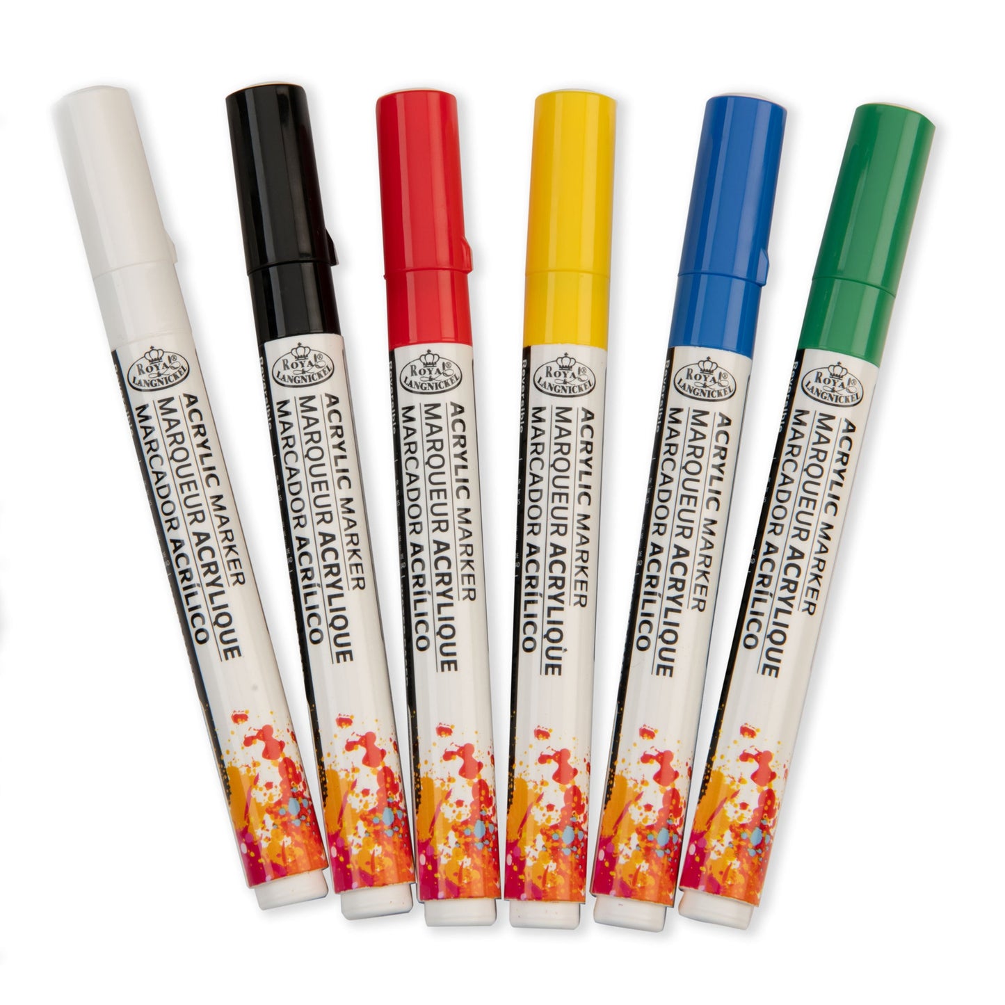 WAL-MARK-2721-RFID | Royal & Langnickel 6 Piece Acrylic 2mm Reversible Tip Primary Markers