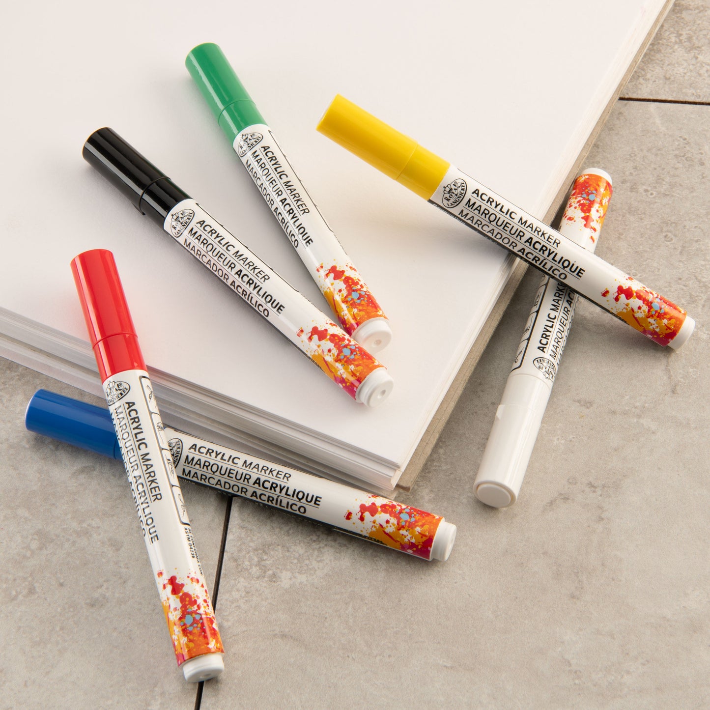 WAL-MARK-2721-RFID | Royal & Langnickel 6 Piece Acrylic 2mm Reversible Tip Primary Markers