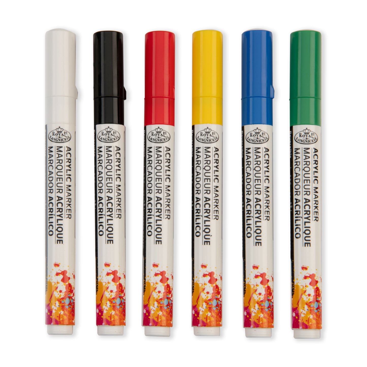WAL-MARK-2721-RFID | Royal & Langnickel 6 Piece Acrylic 2mm Reversible Tip Primary Markers