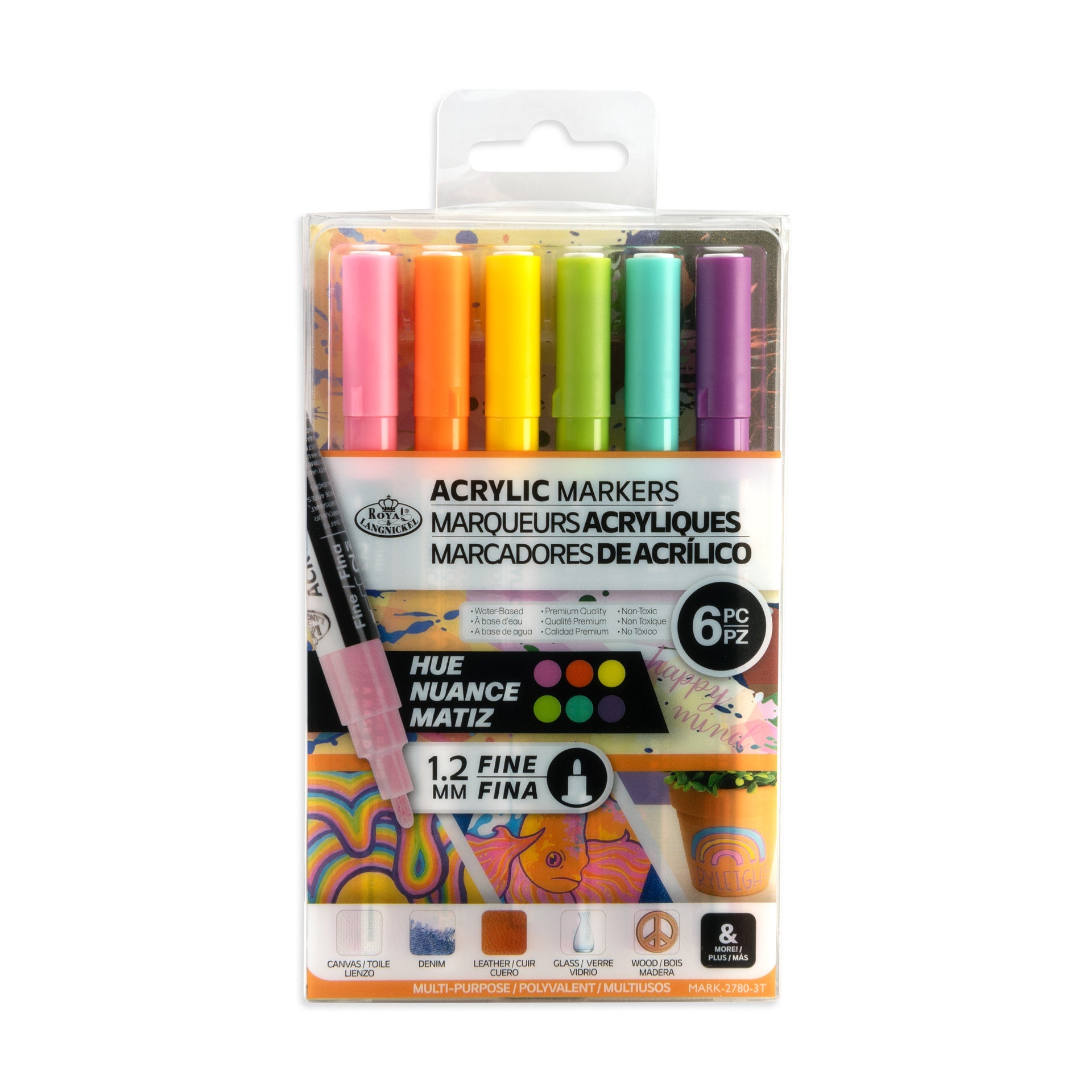 MARK-2780 | 6PC Acrylic .2mm Hue Markers – Royal & Langnickel