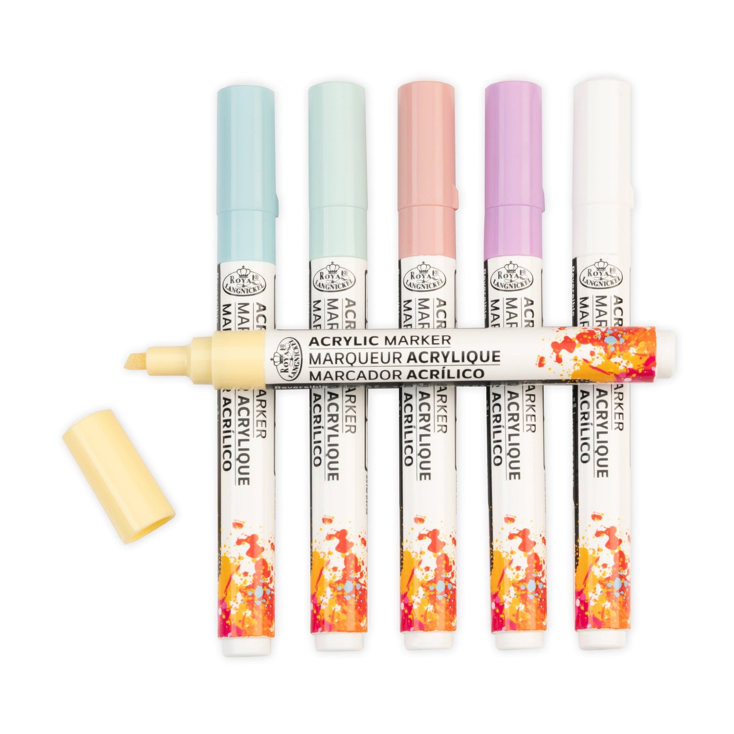 WAL-MARK-2782-RFID | Royal & Langnickel 6 Piece Acrylic 2mm Reversible Tip Pastel Markers