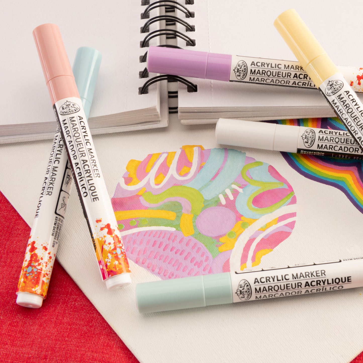 WAL-MARK-2782-RFID | Royal & Langnickel 6 Piece Acrylic 2mm Reversible Tip Pastel Markers