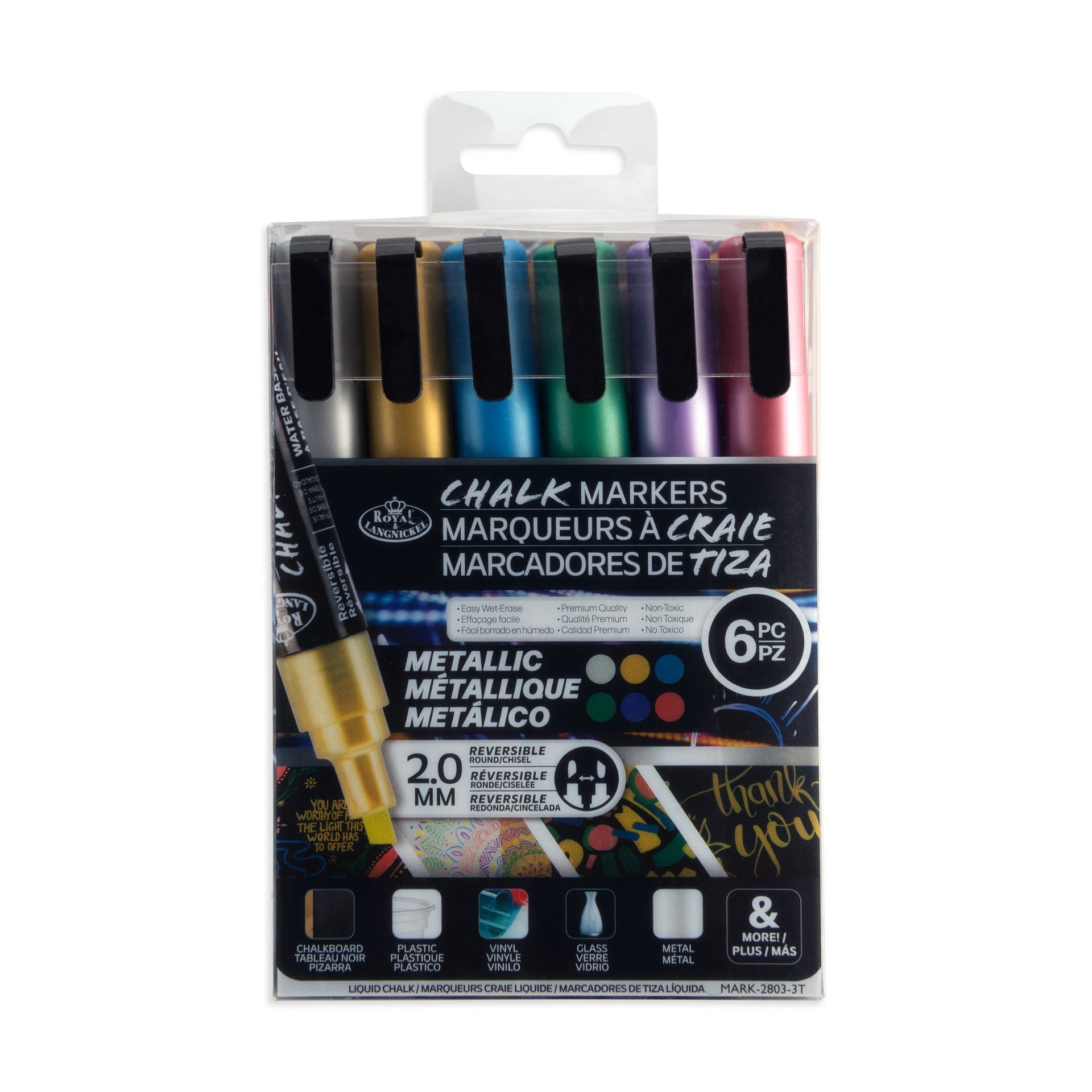 MARK-2803 | 6PC 2mm Metallic Chalk Marker Set – Royal & Langnickel
