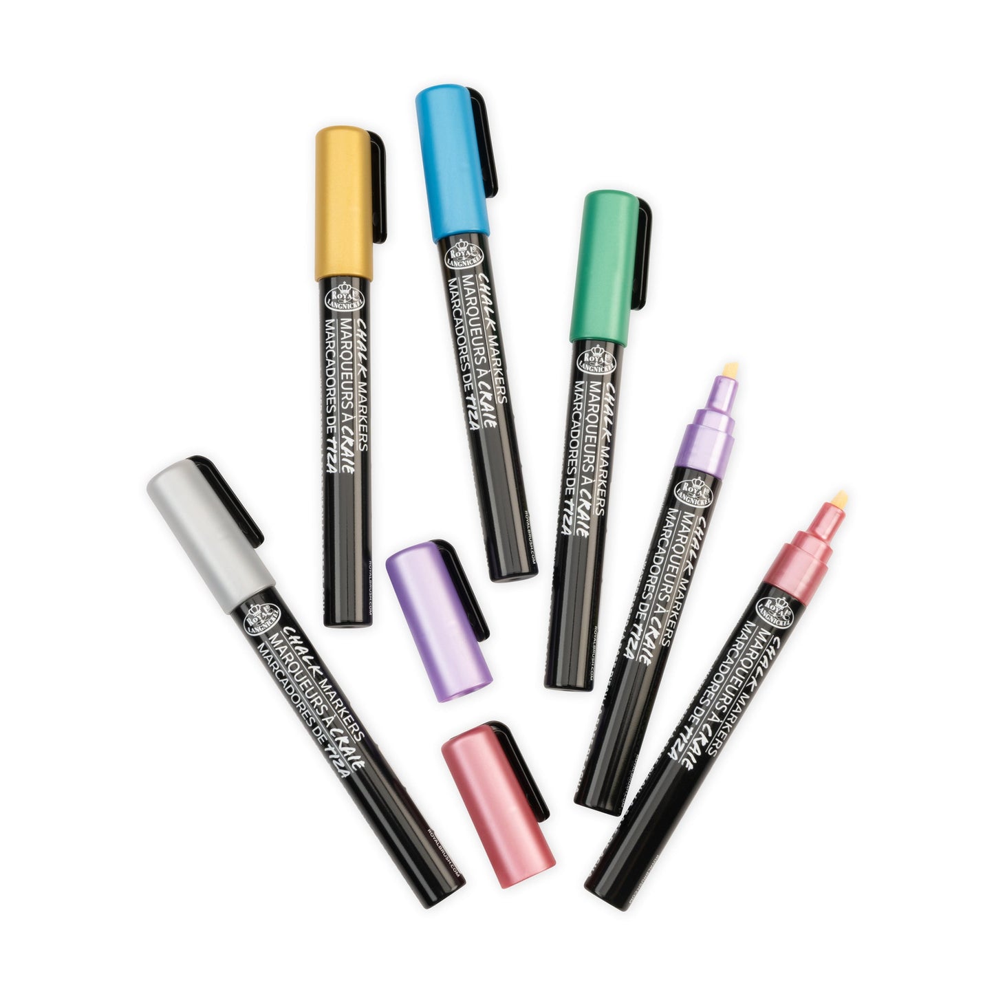 WAL-MARK-2803-RFID | Royal & Langickel 6 Piece 2mm Metallic Chalk Marker Set