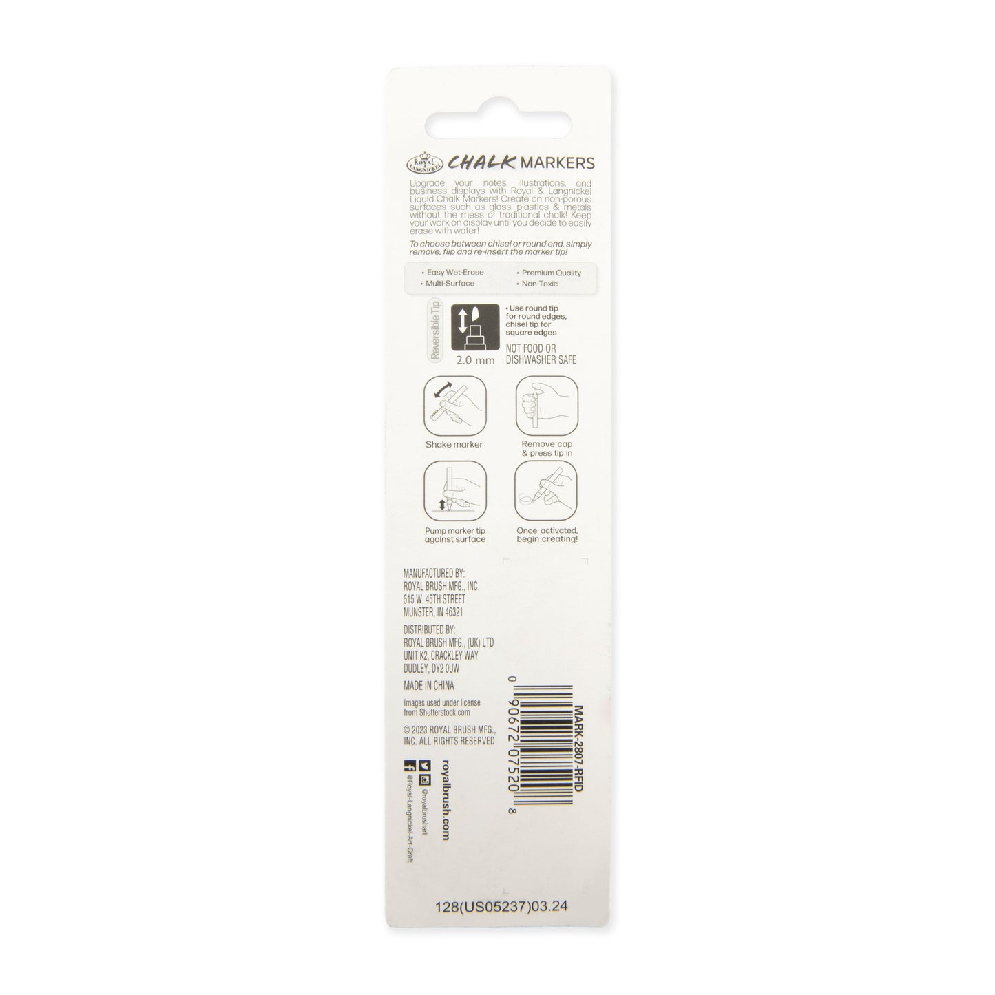 WAL-MARK-2807 | Royal & Langnickel 2mm White Chalk Marker