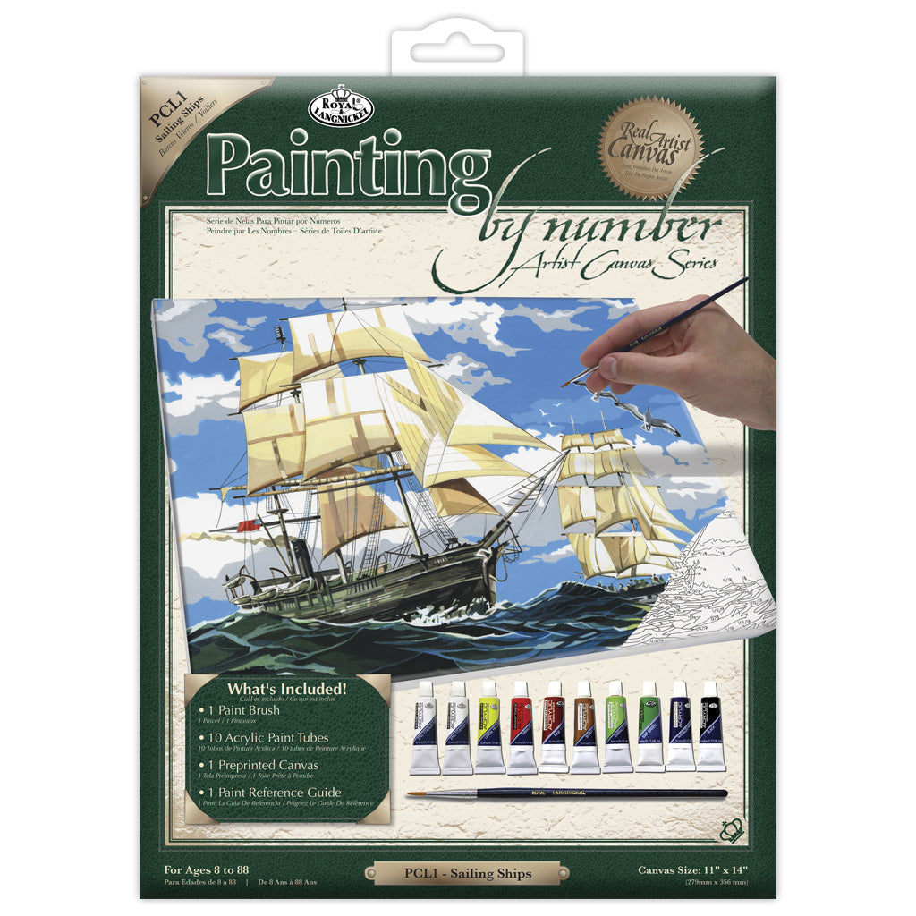 PCL1 - Painting by numbers™ 13pc 11" x 14" Sailing Ships Canvas Painting Project