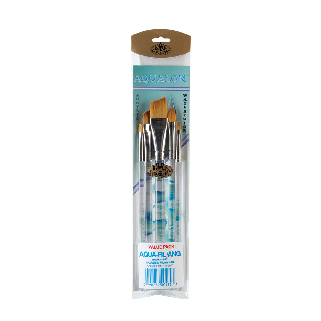 RAQUA-FIL/ANG | Aqualon™ 5pc Filbert/Angular Brush Set