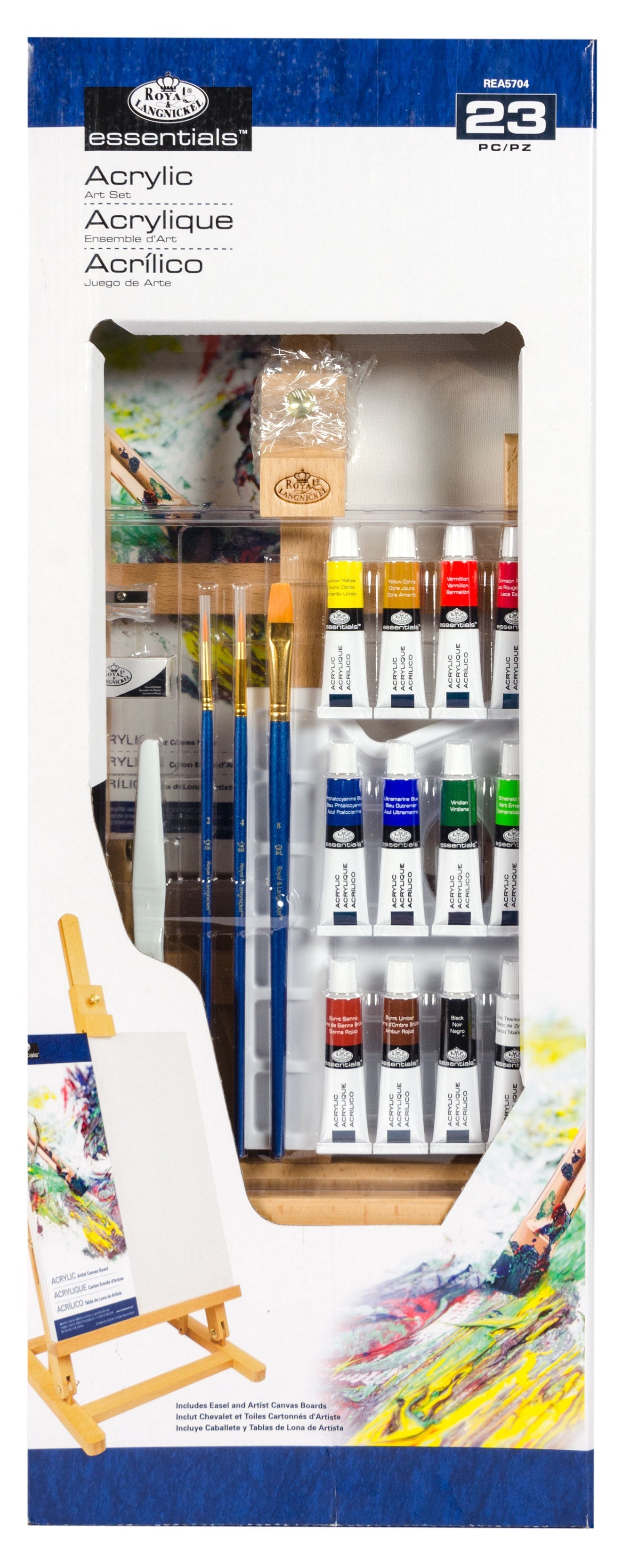 REA5704 | Acrylic Paint H-Frame Easel Art Set - 23pc