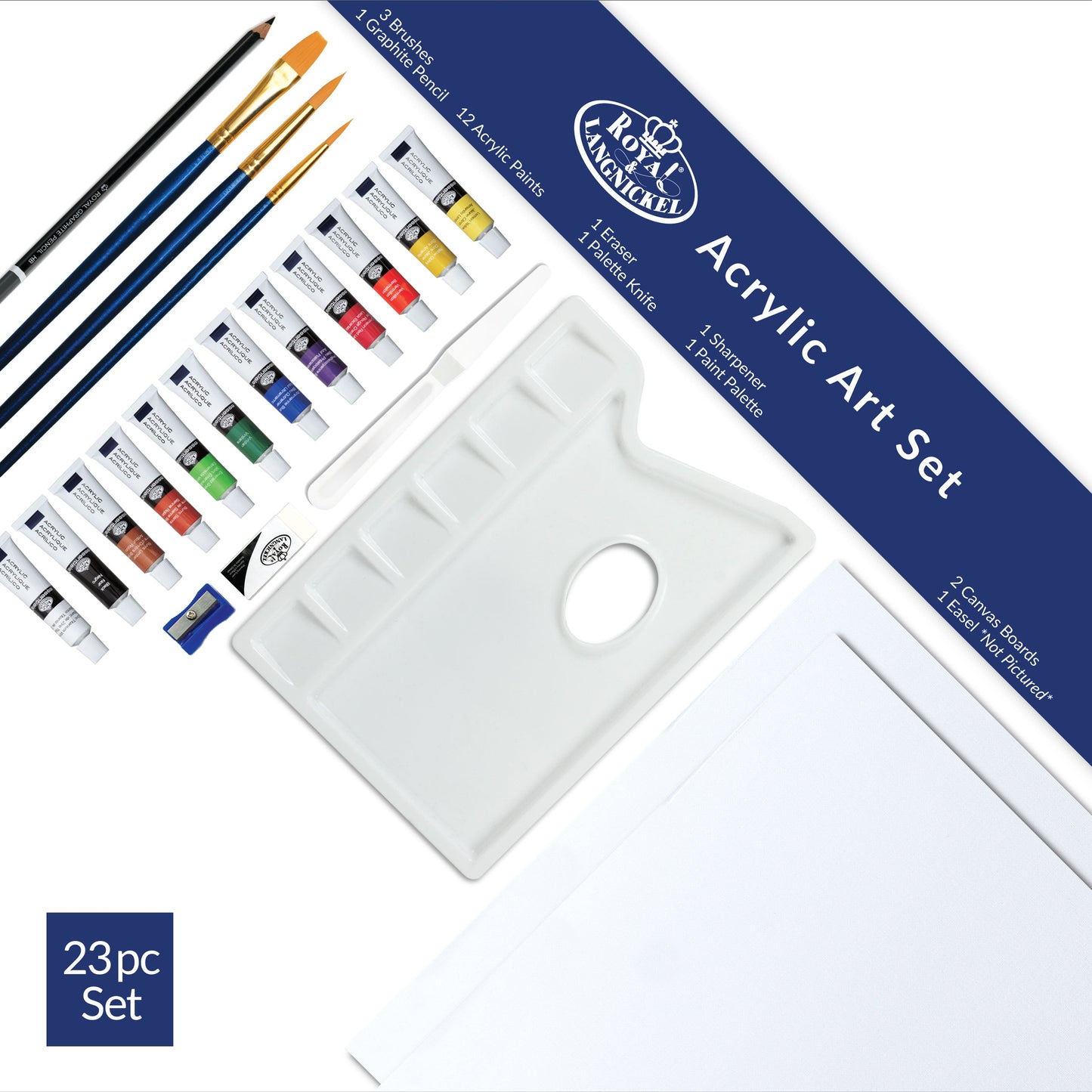 REA5704 | Acrylic Paint H-Frame Easel Art Set - 23pc