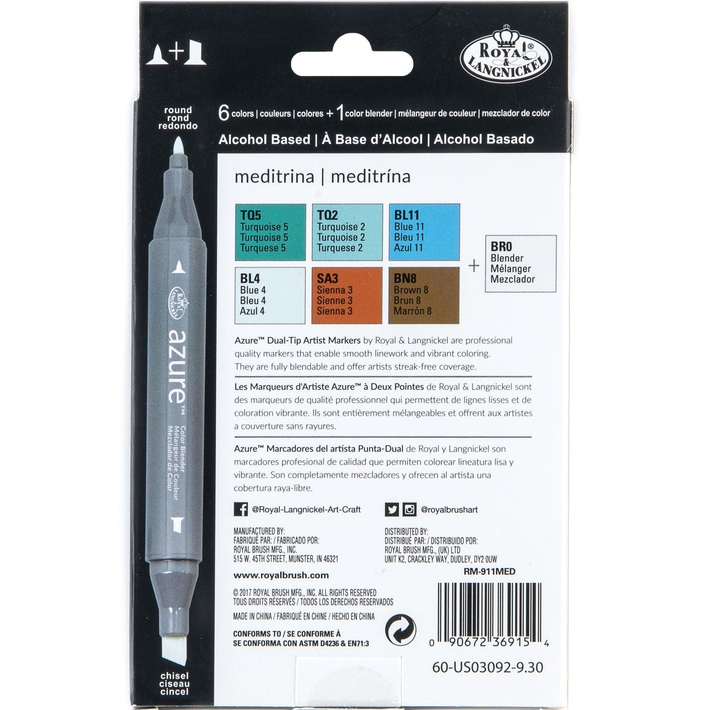 RM-911MED - Meditrina Color Marker Set - 7pc packaging back