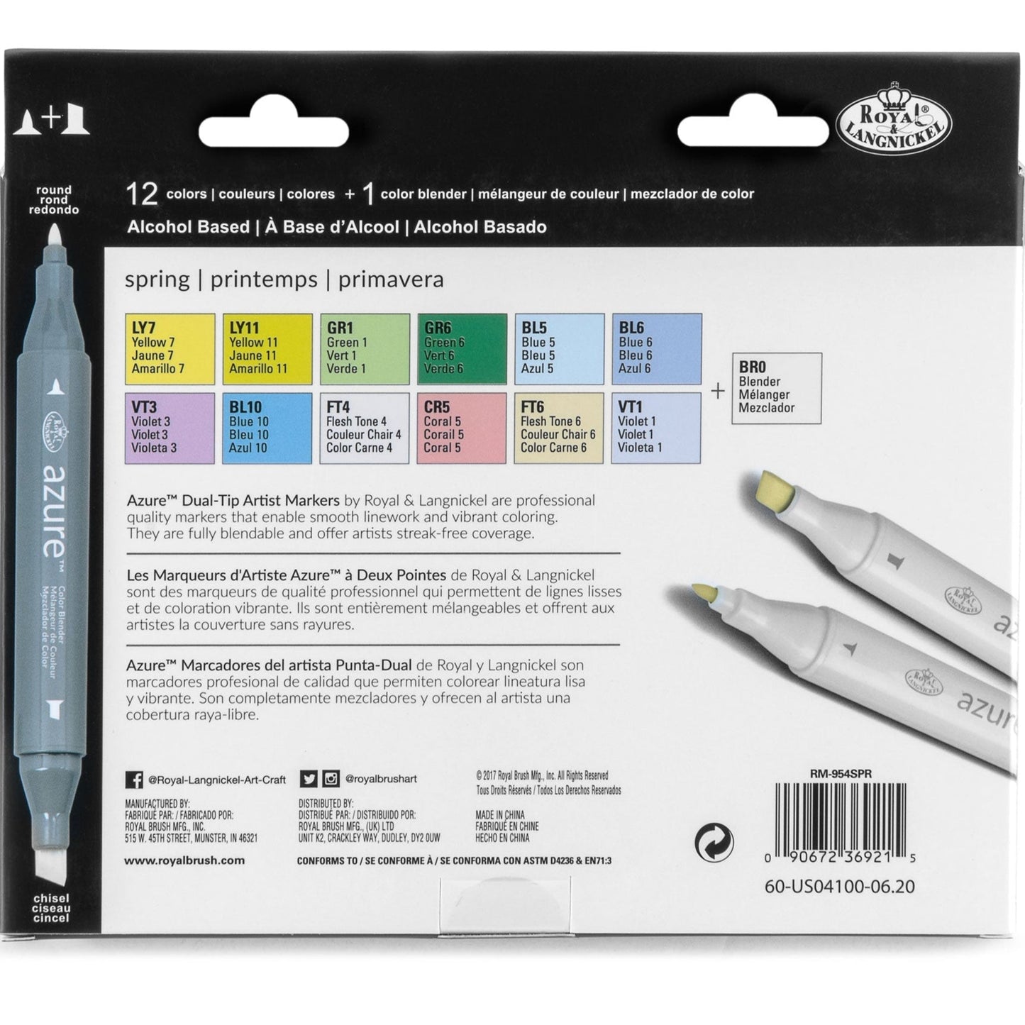 RM-954SPR - Spring Color Marker Set - 13pc packaging back