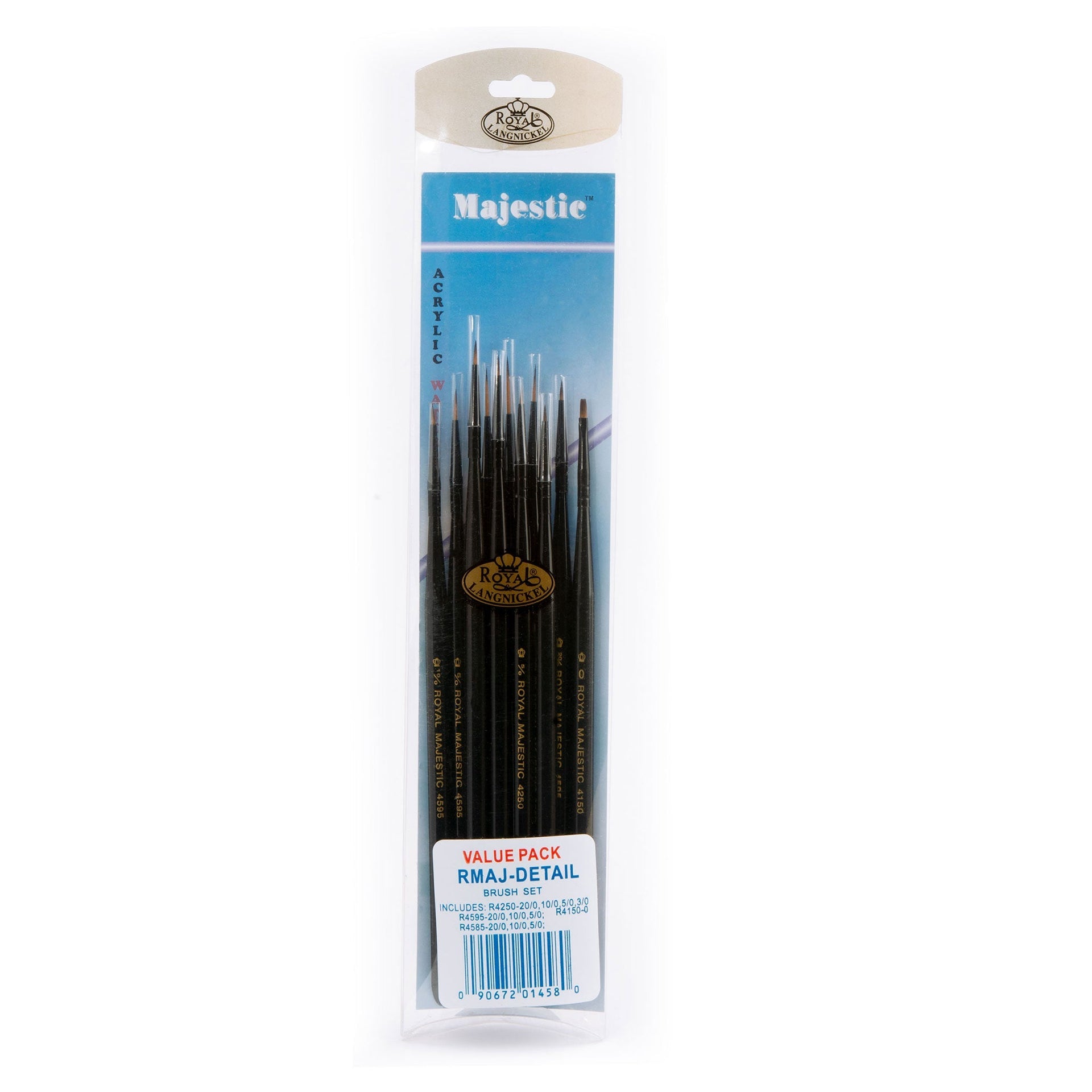 Majestic 7-Piece Angular Brush Set - Professional Synthetic Brushes For Acrylic & Watercolor Painting