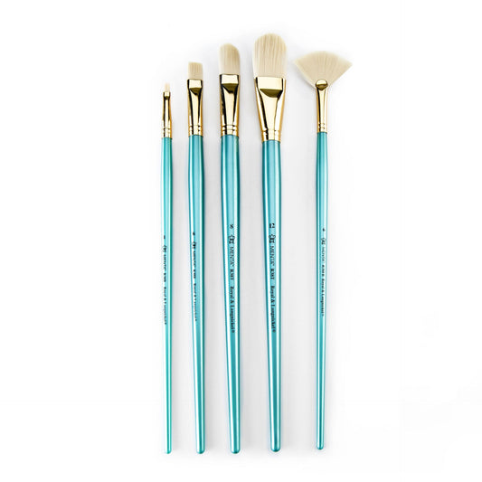 RMEN-SET381 - Menta™ 5pc Synthetic White Bristle Variety Acrylic & Oil Brush Set