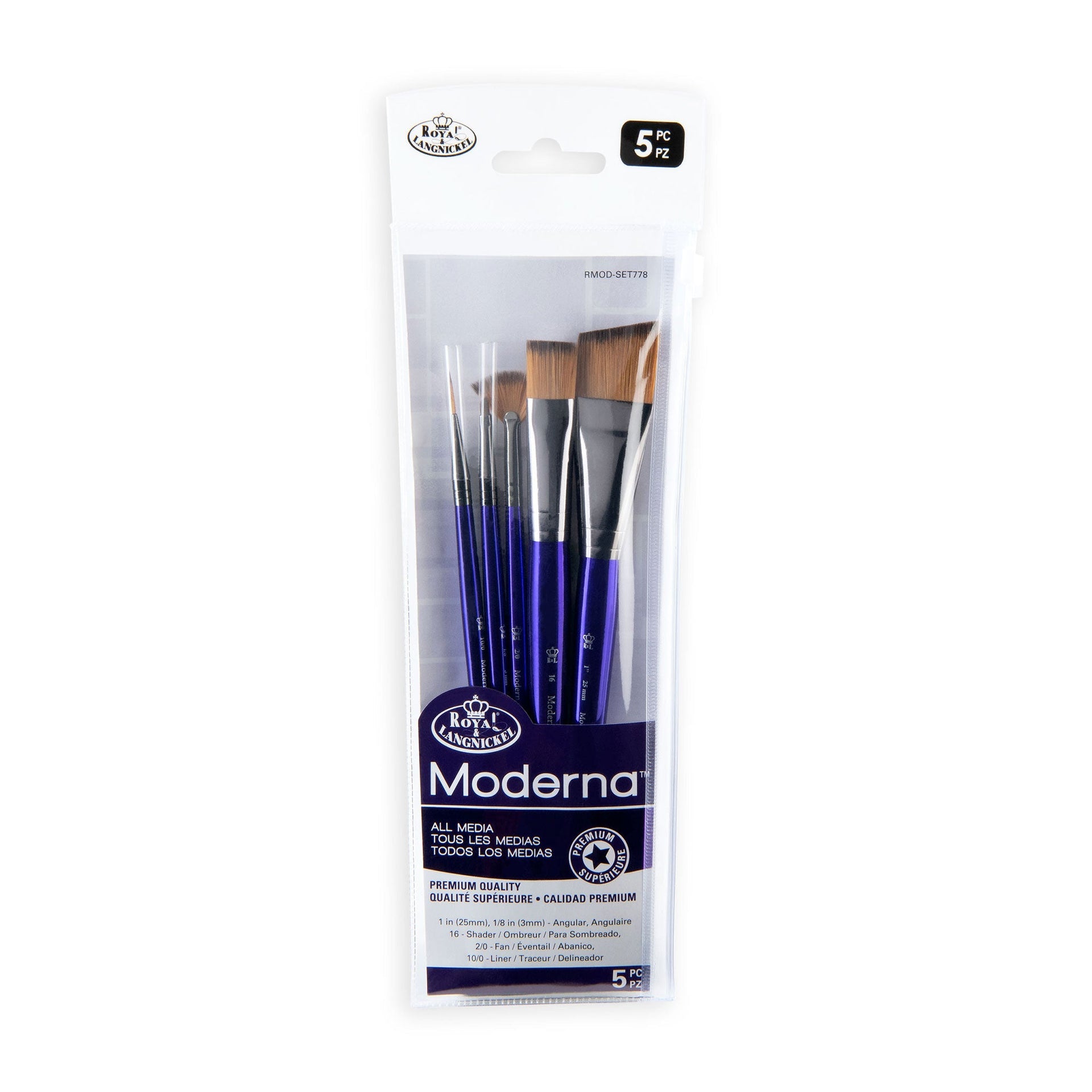 RMOD-SET778 | Moderna™ 5pc All Media Variety Brush Set 778 – Royal