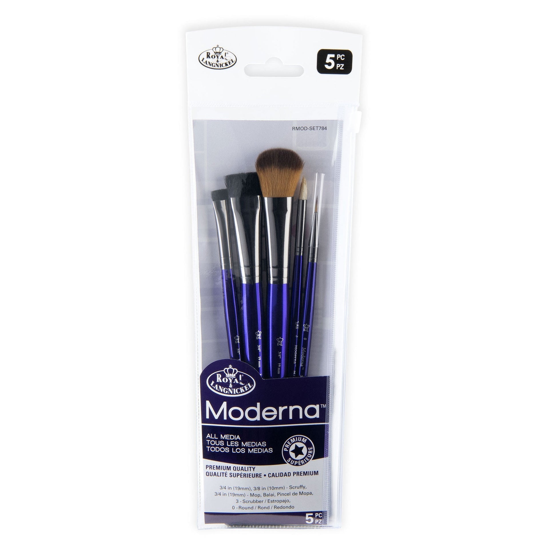 RMOD-SET784 | Moderna™ 5pc All Media Variety Brush Set 784 – Royal