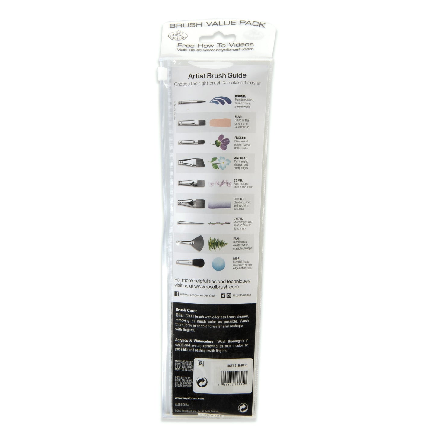 WAL-RSET-9188-RFID | Royal & Langnickel 5pc White Taklon Variety Brush Set