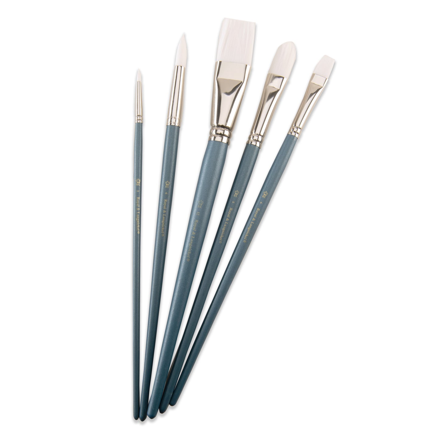 WAL-RSET-9188-RFID | Royal & Langnickel 5pc White Taklon Variety Brush Set