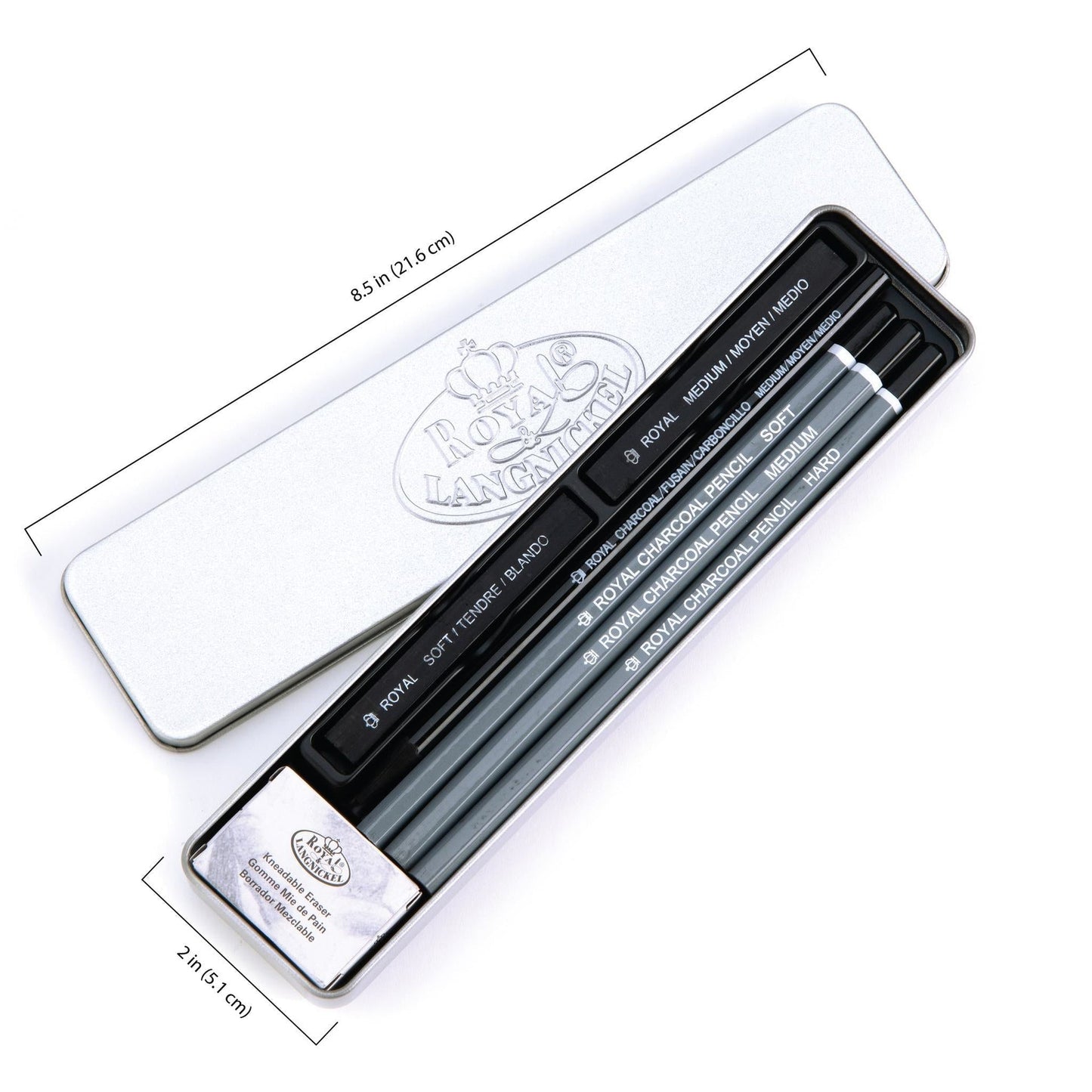RSET-ART2612 - 8pc Charcoal Mini Tin Set infographic 1
