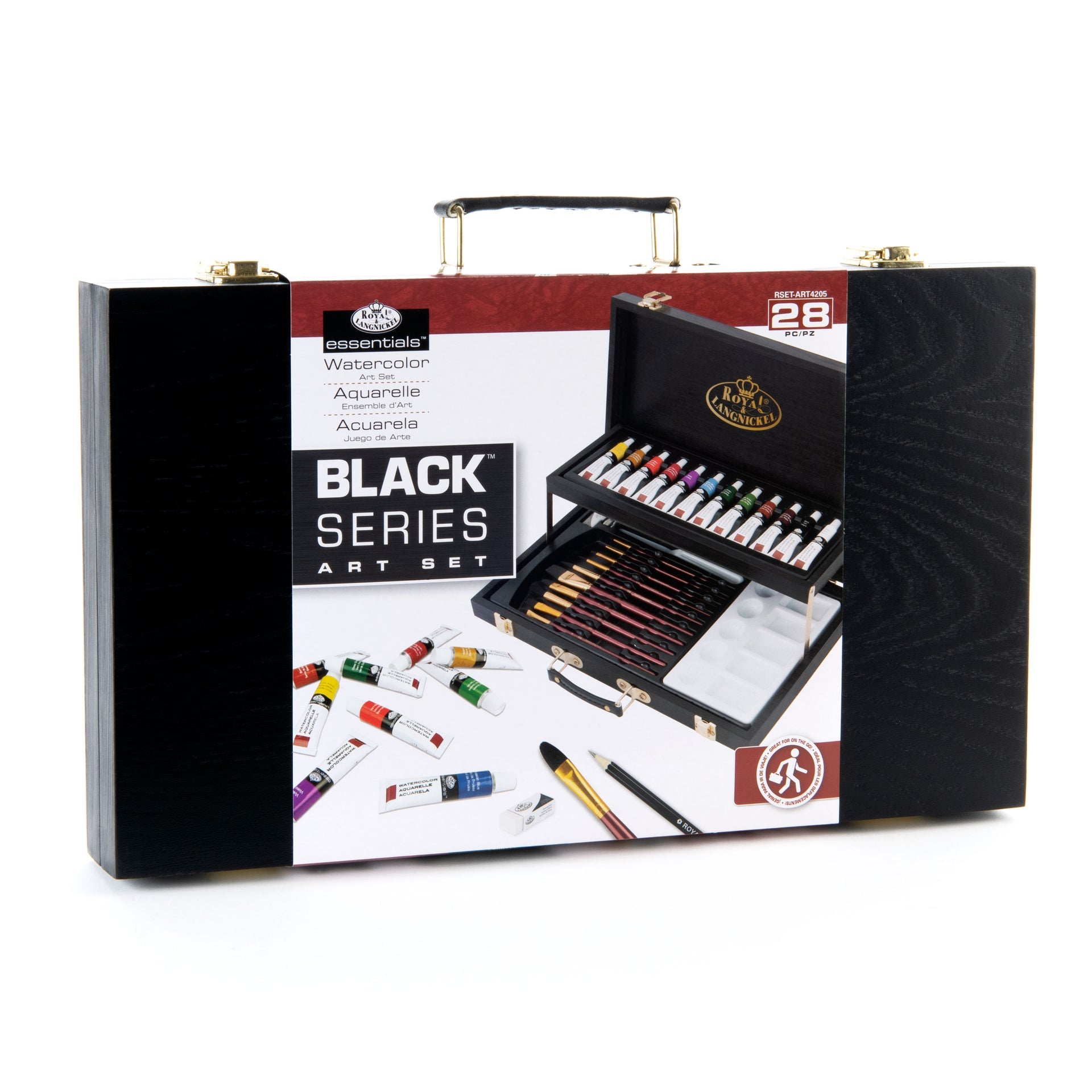 RSET-ART4205 | Essentials™ 28pc Black Series Watercolor Wooden Box