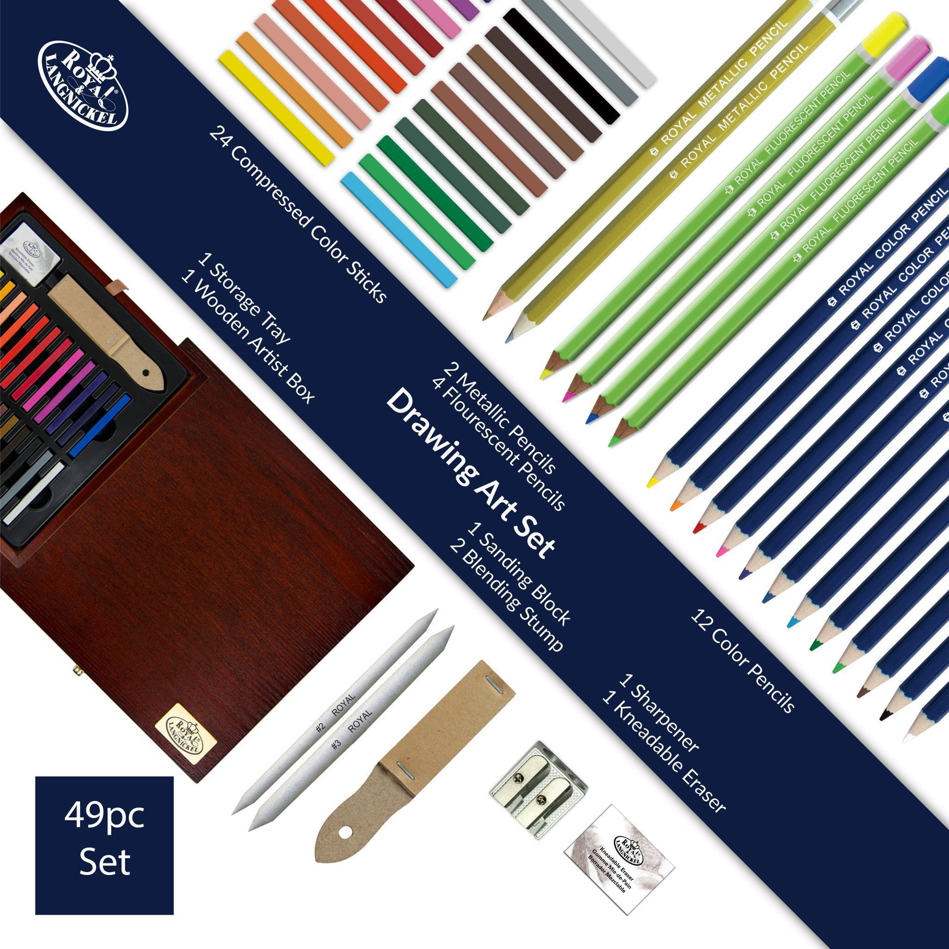 RSET-DRAW1600 - Essentials™ 49pc Drawing Travel Art Set infographic 2