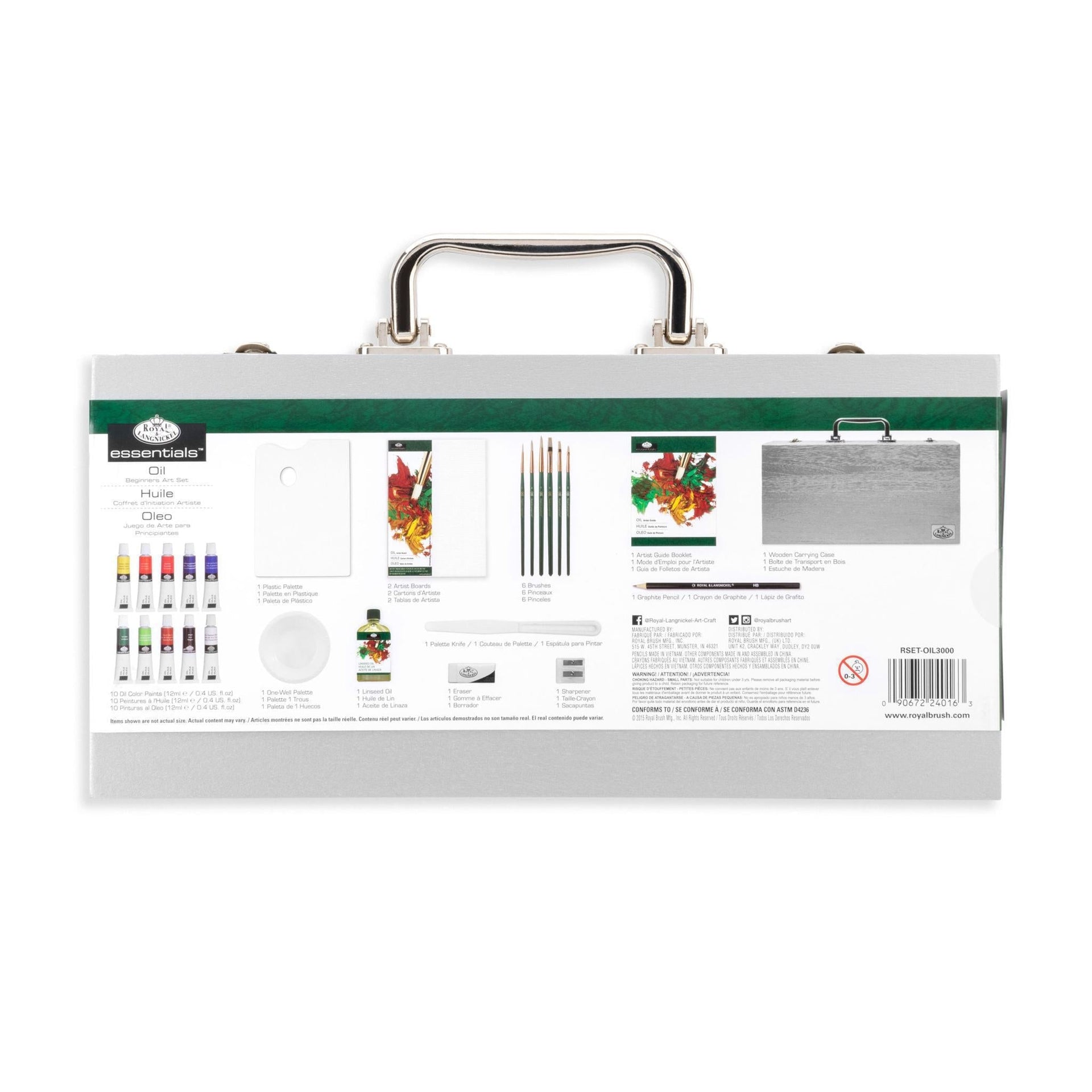 RSET-OIL3000 - Essentials™ 27pc Oil Painting Travel Art Set packaging back