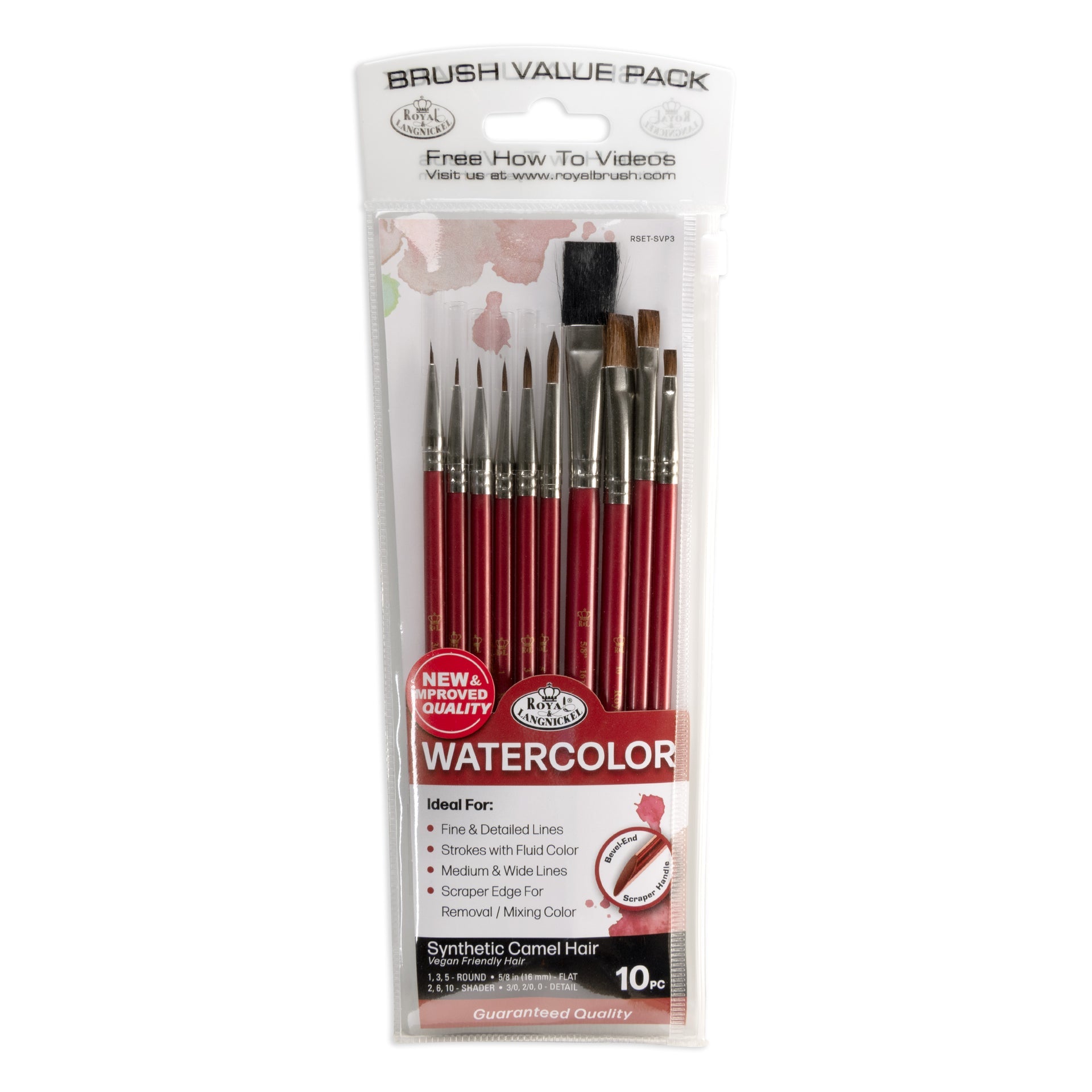 SVP3-SIA | Camel Hair 10pc Variety Watercolor Brush Value Pack