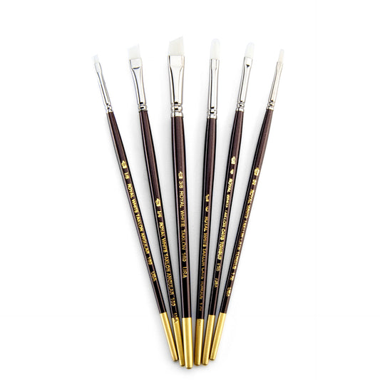 RSET-WFIL/ANG - White Taklon™ 6pc Filbert/Angular Brush Set brushes