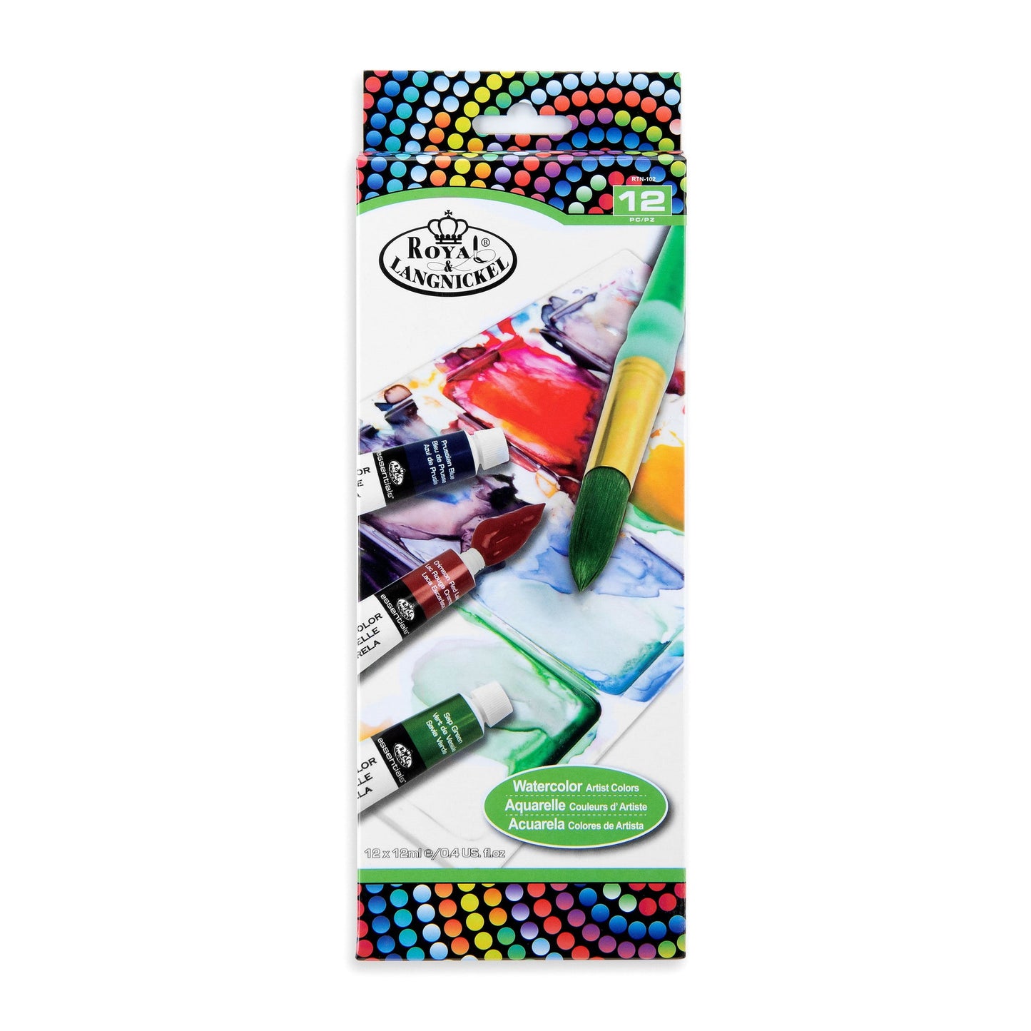 RTN-102 - Watercolor 12 ml Paint - 12pc packaging front