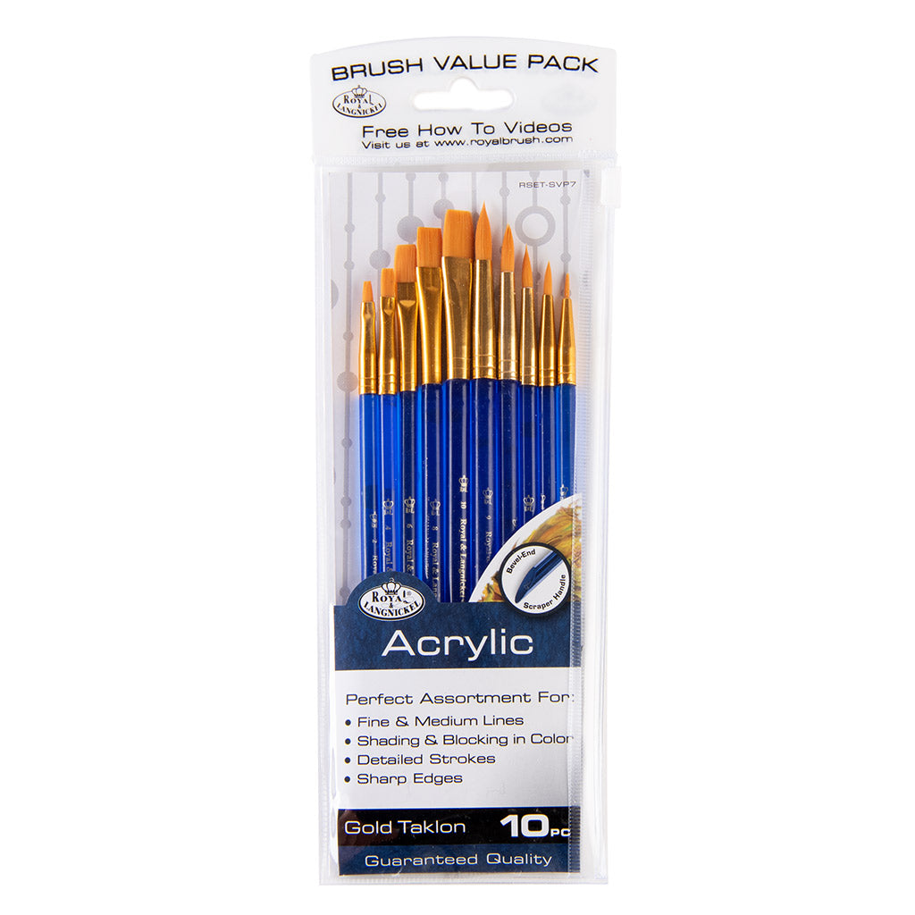 SVP7 - 10pc Golden Taklon Round/Shader Brush Set