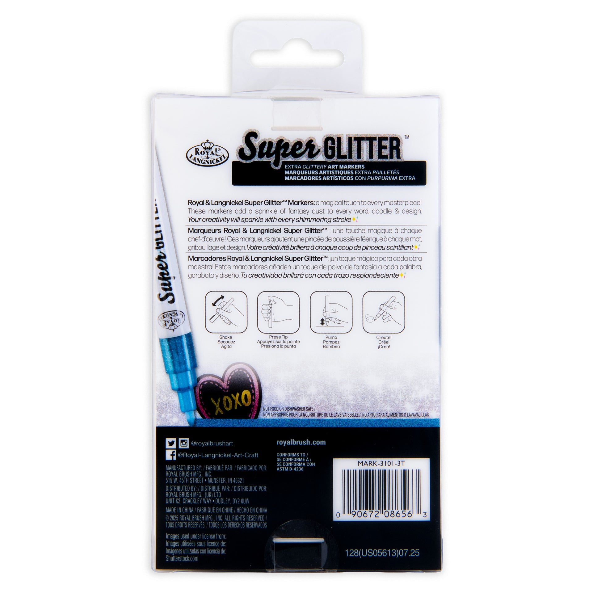 WAL-MARK-3101-RFID | Royal & Langnickel 6 Piece 1.0MM Super Glitter Ar