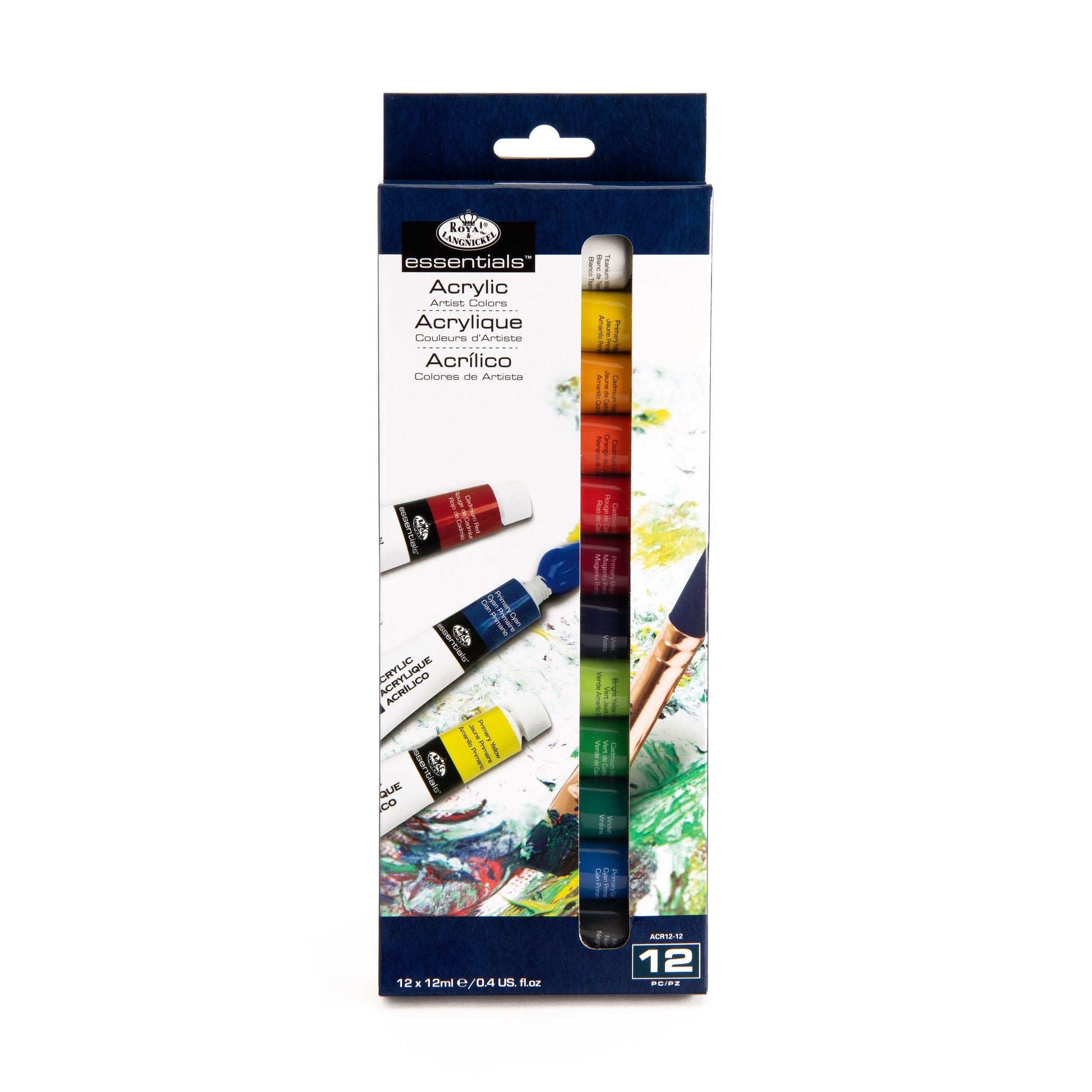 ACR12-12 - 12pc 12ml Acrylic Paint front packaging