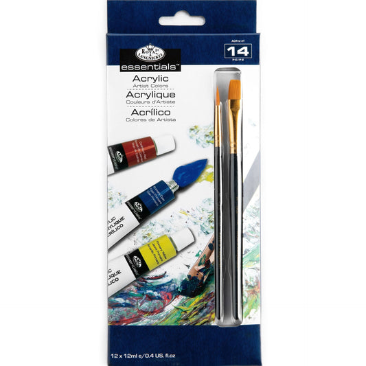 ACR12 - Acrylic Paint Packs 12 Pack + 2 brushes - 12 ml front packaging