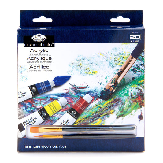 ACR18 - Acrylic Paint Packs 18 Pack + 2 Brushes - 12 ml front packaging