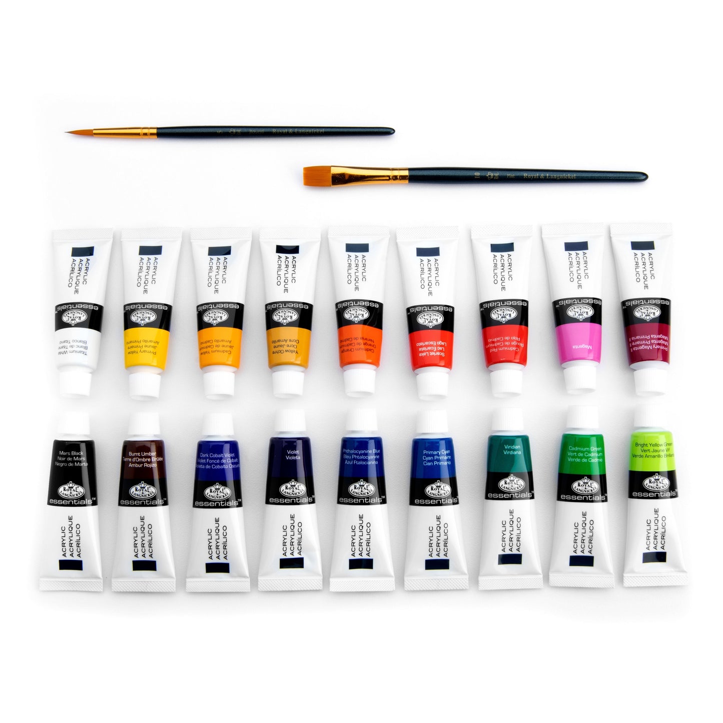 ACR18 - Acrylic Paint Packs 18 Pack + 2 Brushes - 12 ml glam on white 2