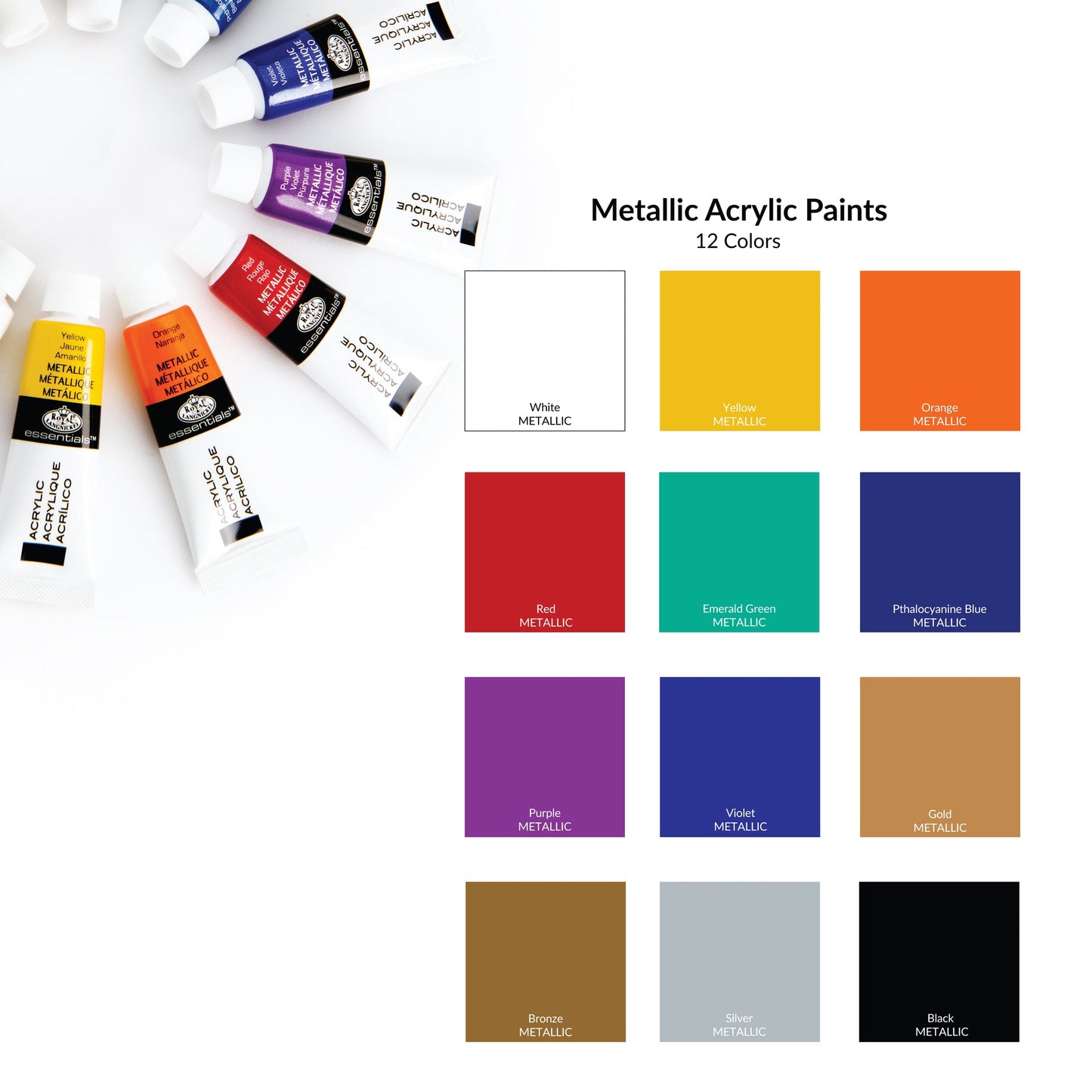 ACRMET-12 | Essentials™ 12pc Metallic Acrylic Paint Pack